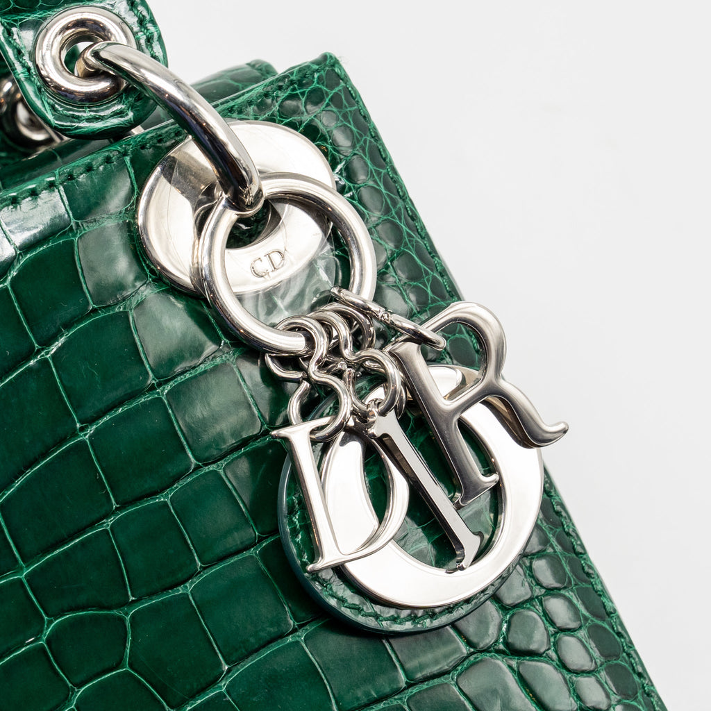 DIOR MINI LADY DIOR CROCODILE GREEN SHW