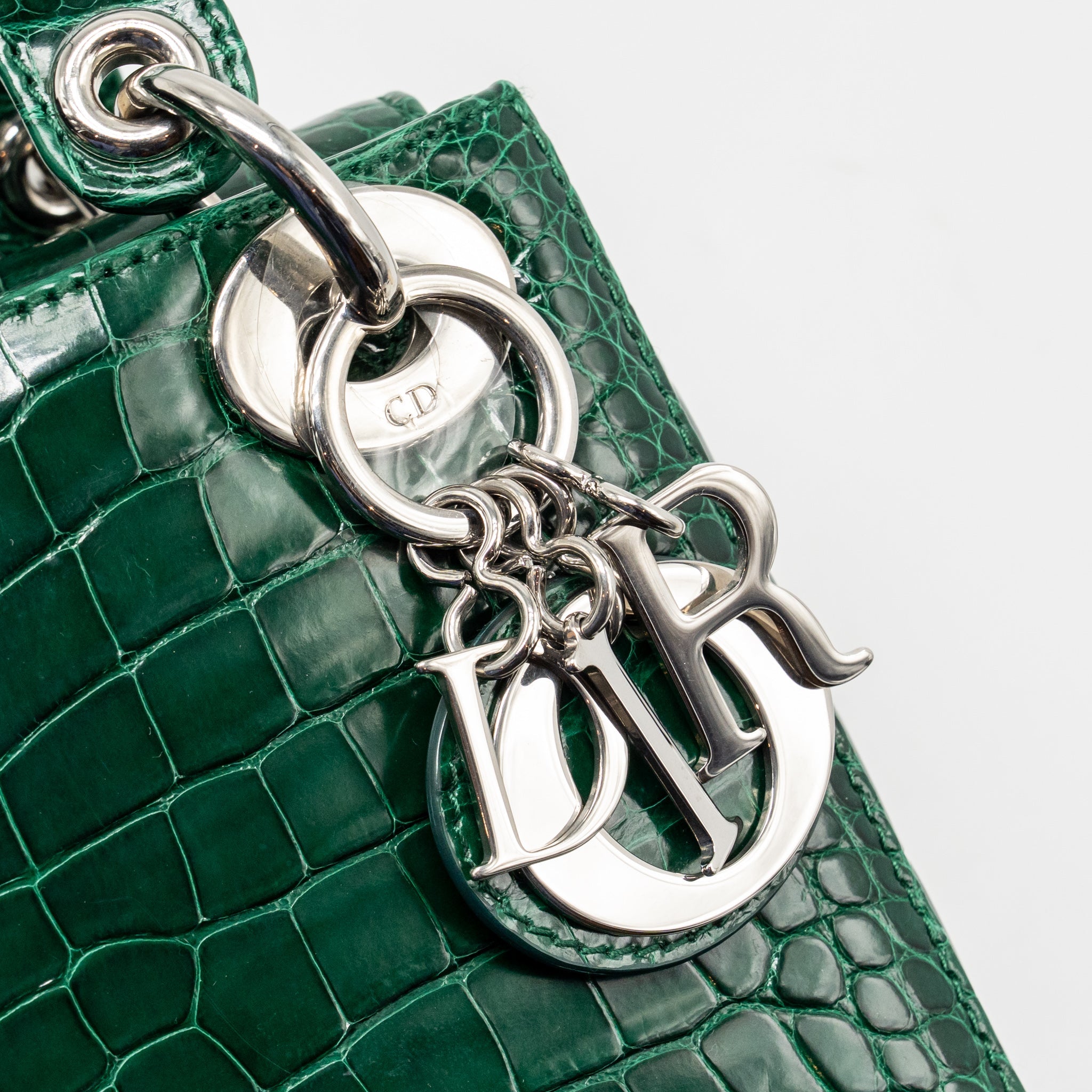 DIOR MINI LADY DIOR CROCODILE GREEN SHW