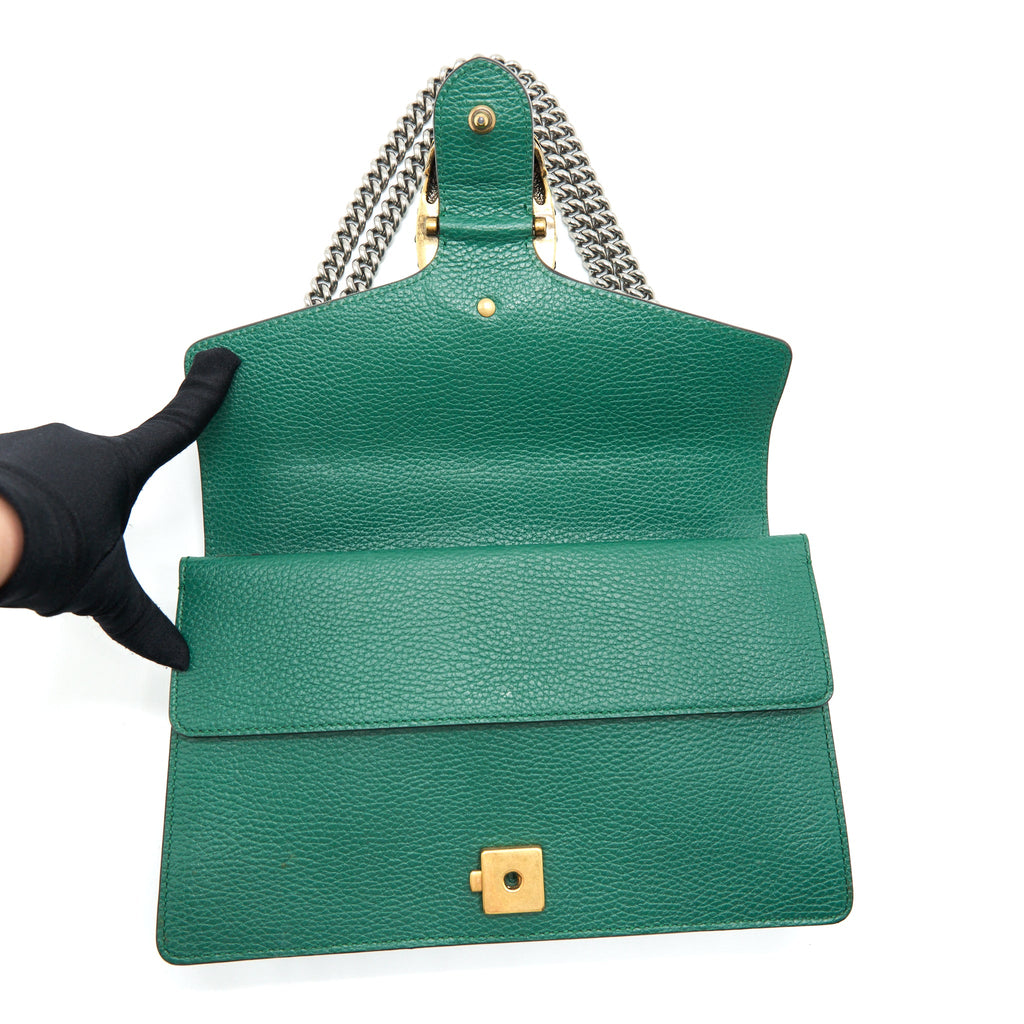 GUCCI DIONYSUS SMALL SHOULDER BAG GREEN WITH MULTICOLOUR HARDWARE