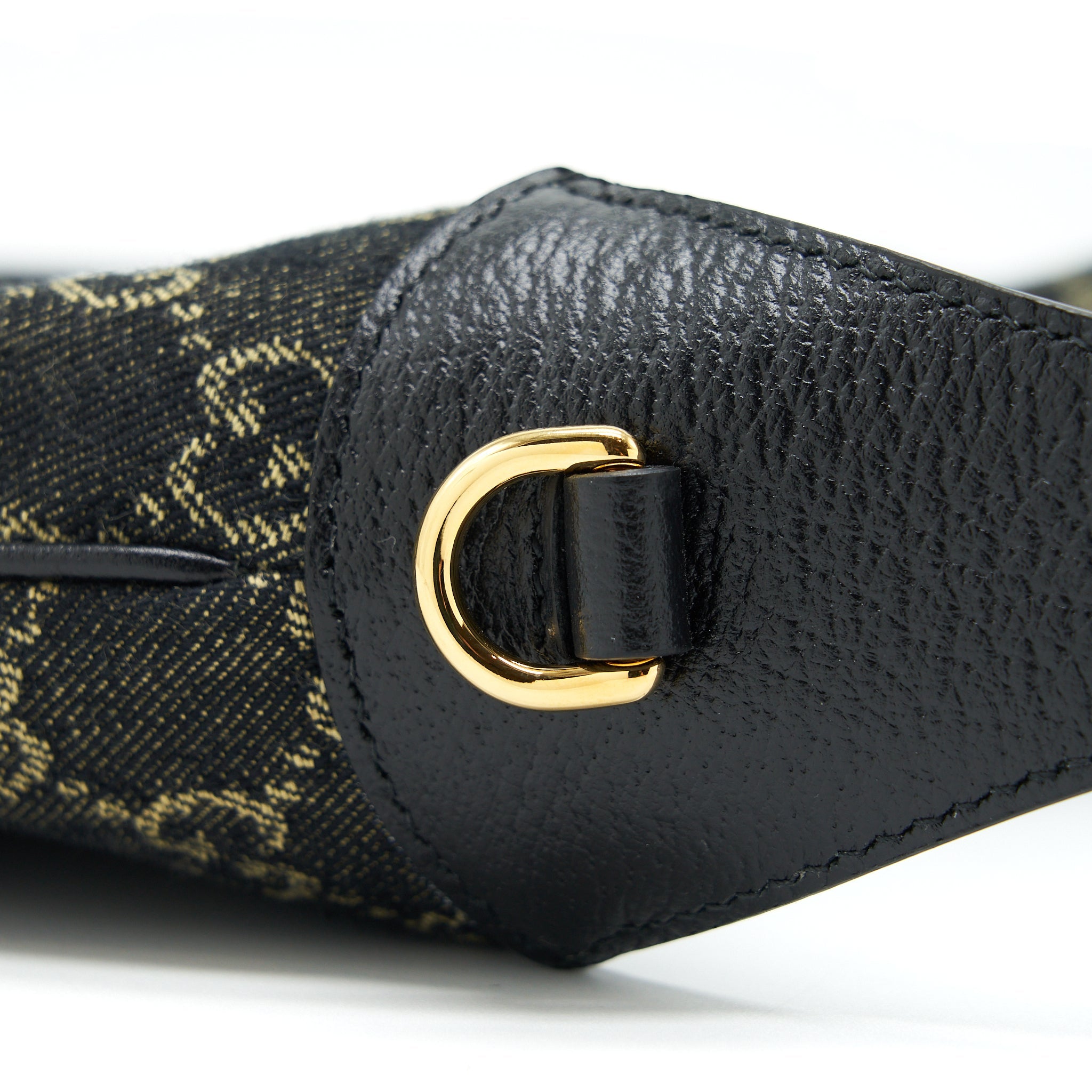 GUCCI JACKIE 1961 SMALL SHOULDER BAG DENIM/LEATHER BLACK GHW