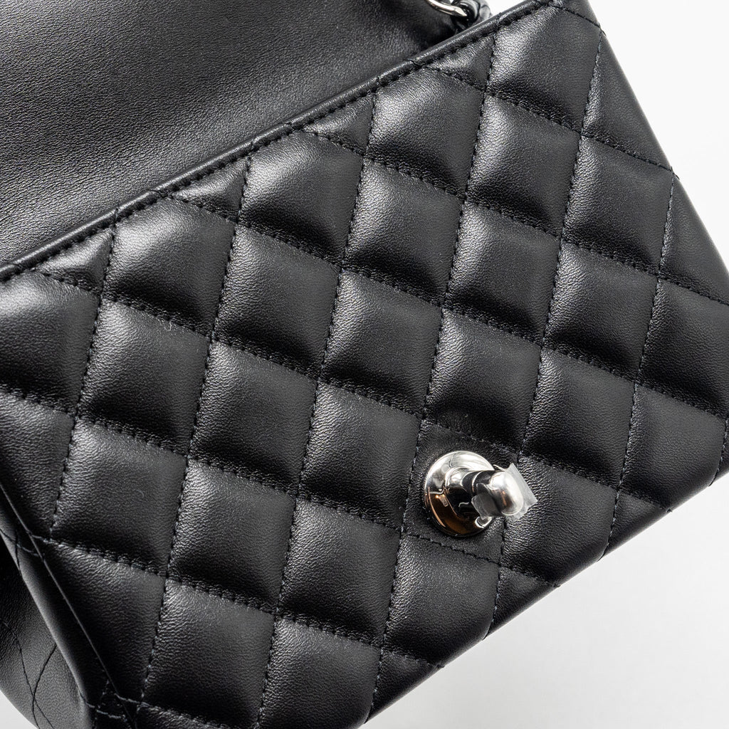 CHANEL MINI SQUARE FLAP BAG LAMBSKIN BLACK SHW (MICROCHIP)