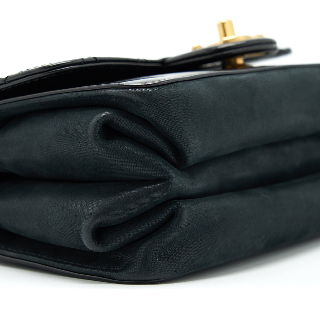 CHANEL SEASONAL PARIS COSMOPOLITE STRAIT LINED FLAP BAG CALFSKIN / LAMBSKIN BLACK GHW
