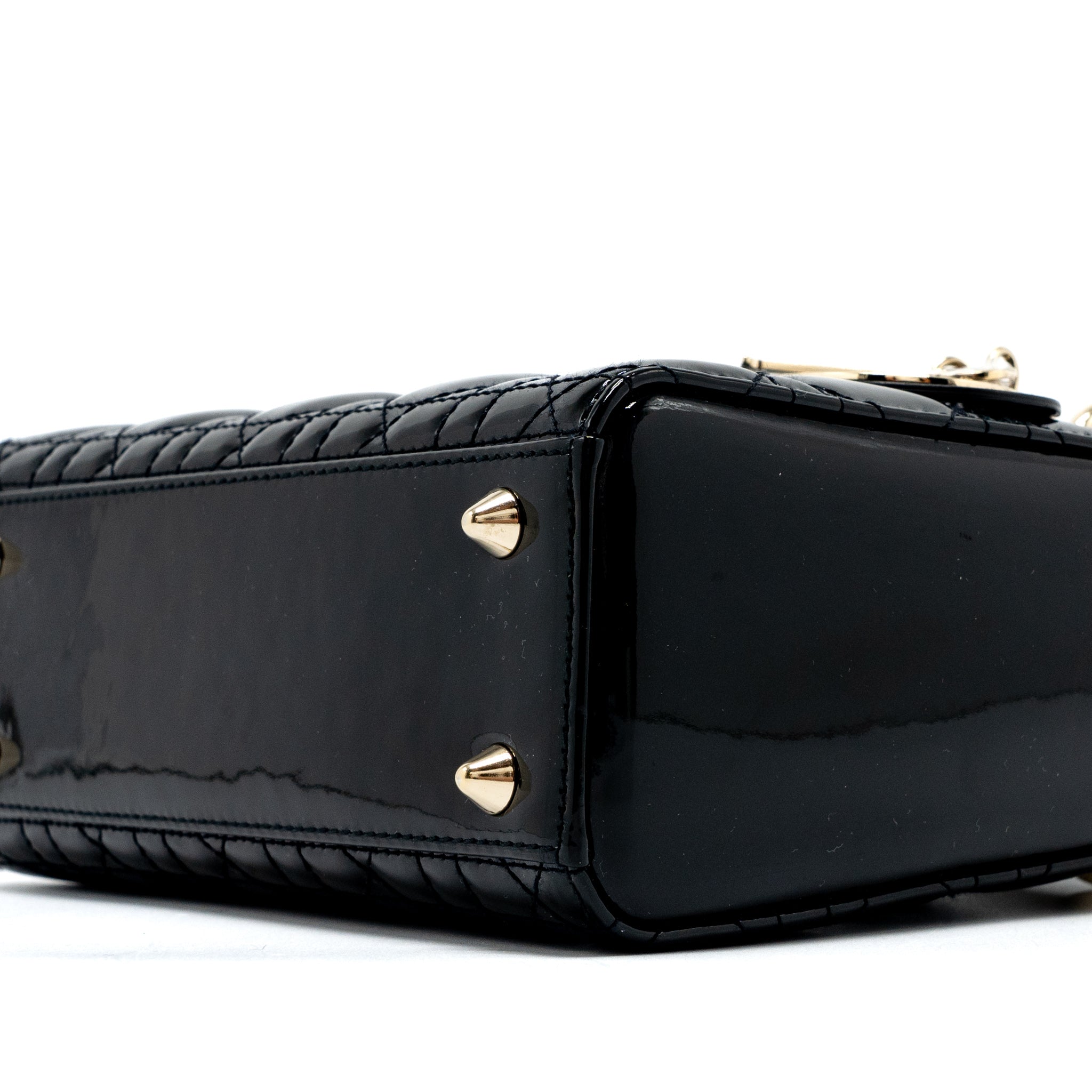 DIOR SMALL LADY DIOR BAG PATENT BLACK LGHW