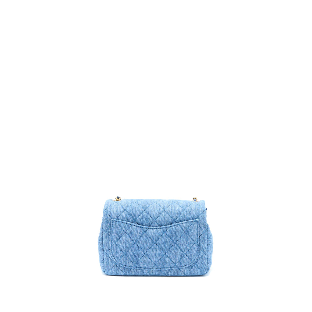 CHANEL PEARL CRUSH MINI SQUARE FLAP BAG DENIM GHW (MICROCHIP)
