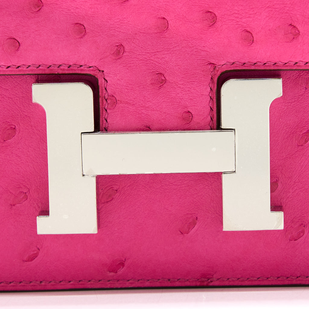 HERMES CONSTANCE MINI OSTRICH E5 ROSE TYRIEN SHW