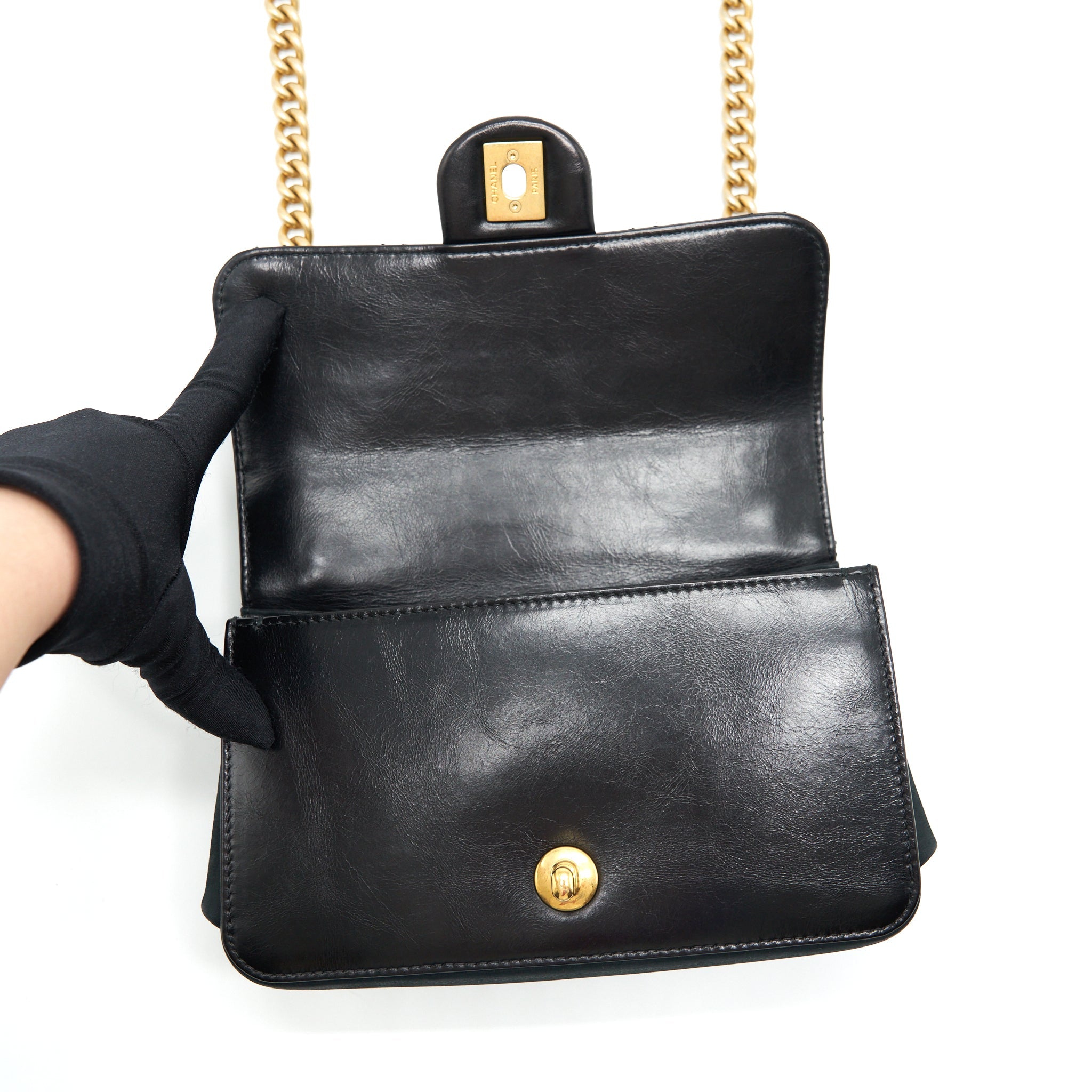 CHANEL SEASONAL PARIS COSMOPOLITE STRAIT LINED FLAP BAG CALFSKIN / LAMBSKIN BLACK GHW