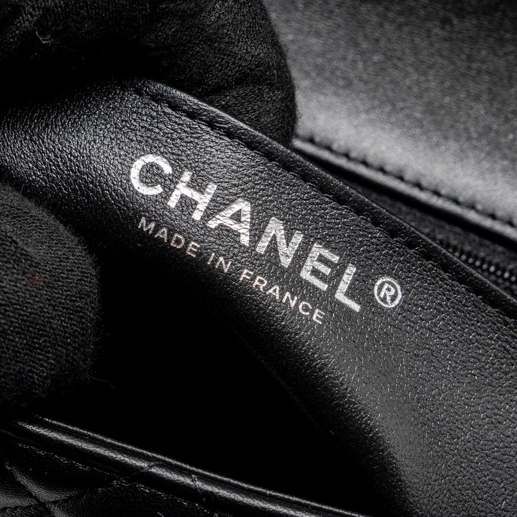 CHANEL MINI SQUARE FLAP BAG LAMBSKIN BLACK SHW (MICROCHIP)