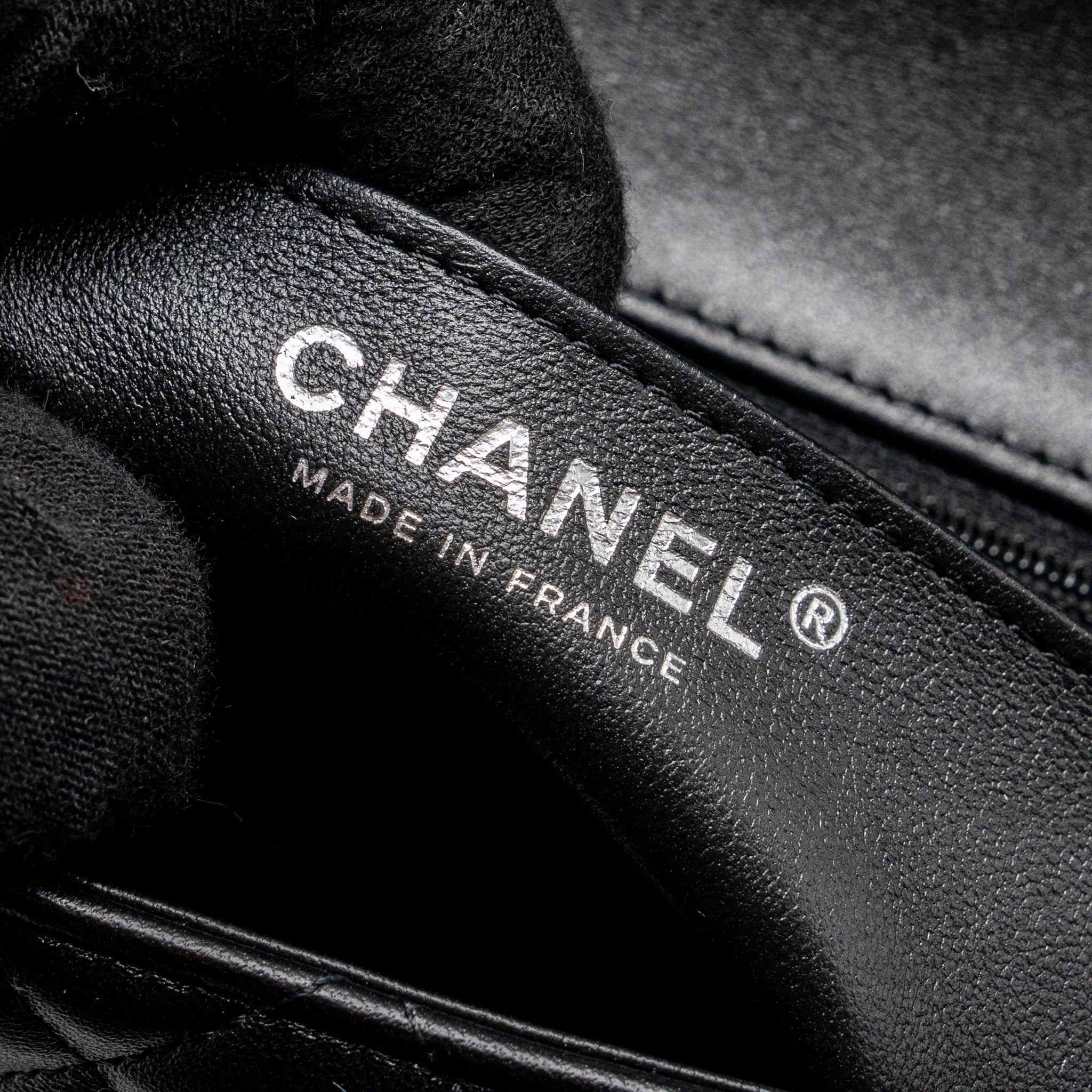 CHANEL MINI SQUARE FLAP BAG LAMBSKIN BLACK SHW (MICROCHIP)