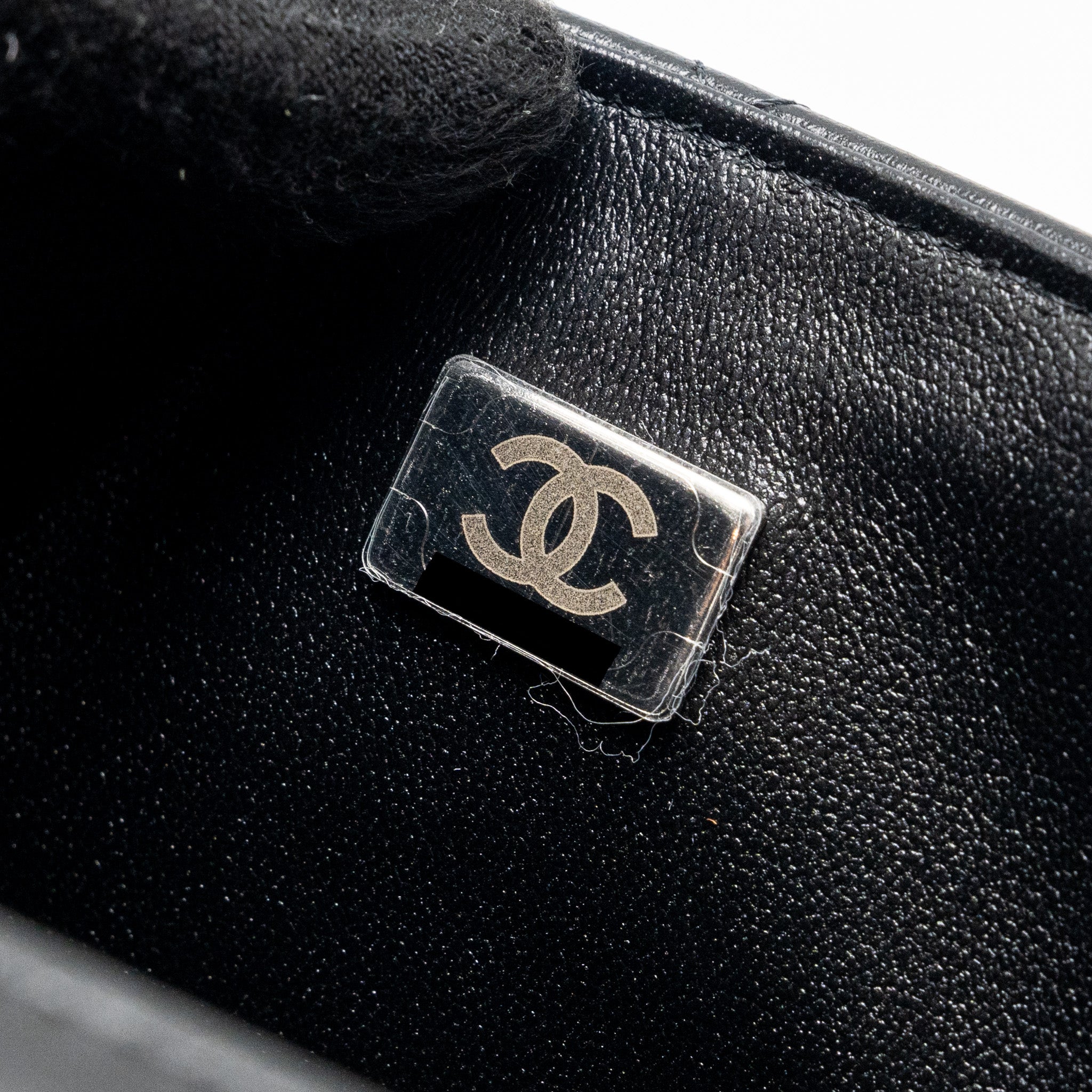 CHANEL MINI SQUARE FLAP BAG LAMBSKIN BLACK SHW (MICROCHIP)