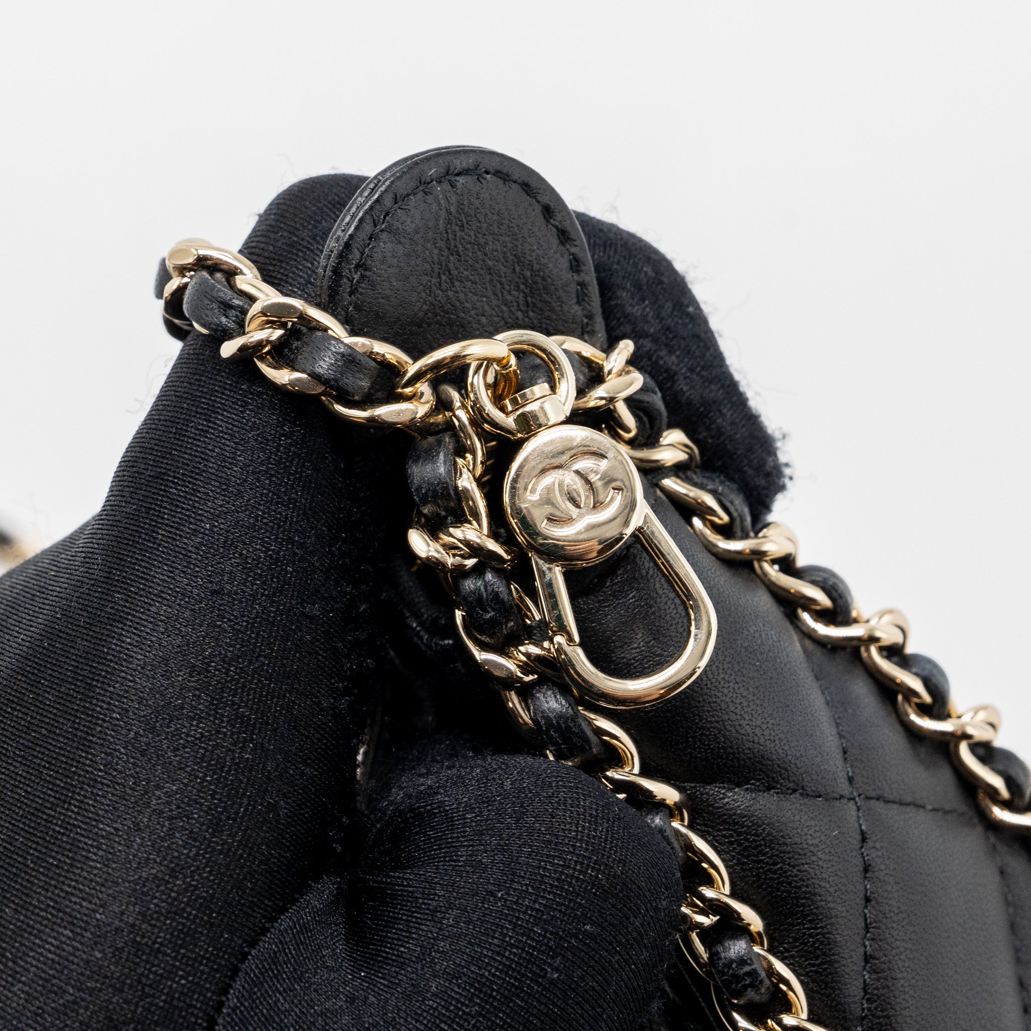 CHANEL SMALL MOON HOBO BAG LAMBSKIN BLACK LGHW (MICROCHIP)