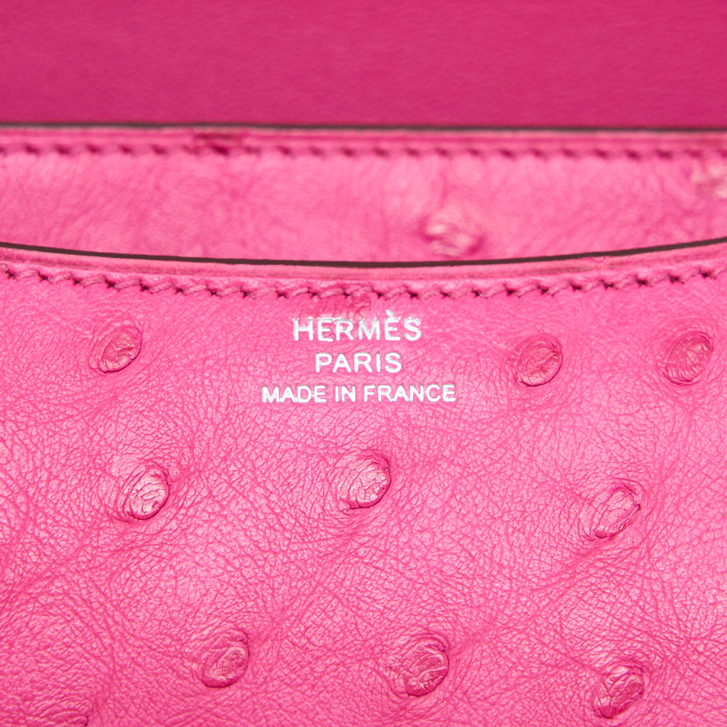 HERMES CONSTANCE MINI OSTRICH E5 ROSE TYRIEN SHW