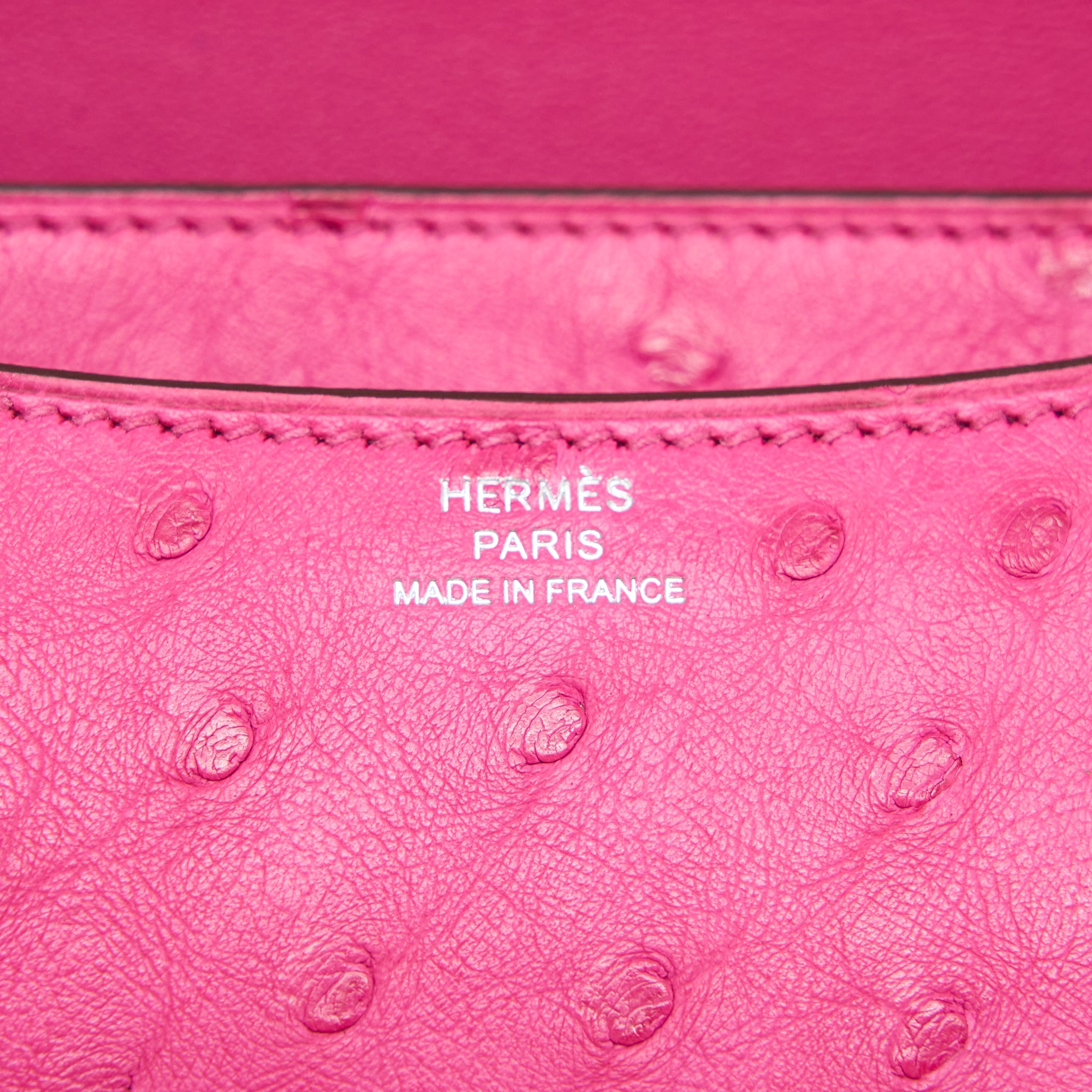 HERMES CONSTANCE MINI OSTRICH E5 ROSE TYRIEN SHW