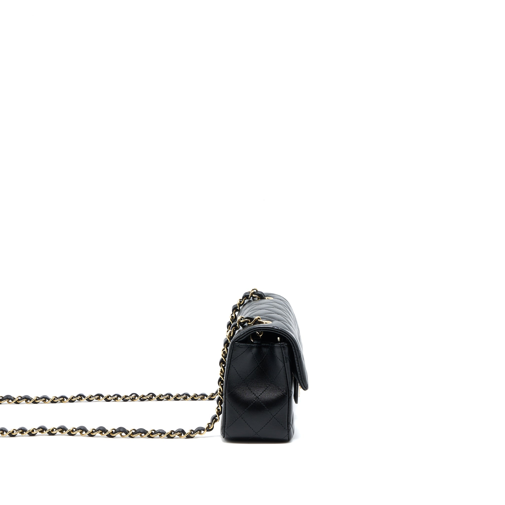 CHANEL MINI RECTANGULAR FLAP BAG LAMBSKIN BLACK LGHW (MICROCHIP)