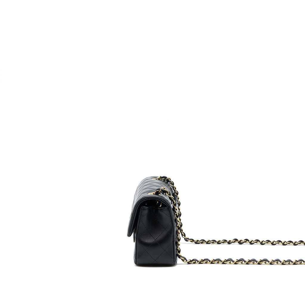 CHANEL MINI RECTANGULAR FLAP BAG LAMBSKIN BLACK LGHW (MICROCHIP)