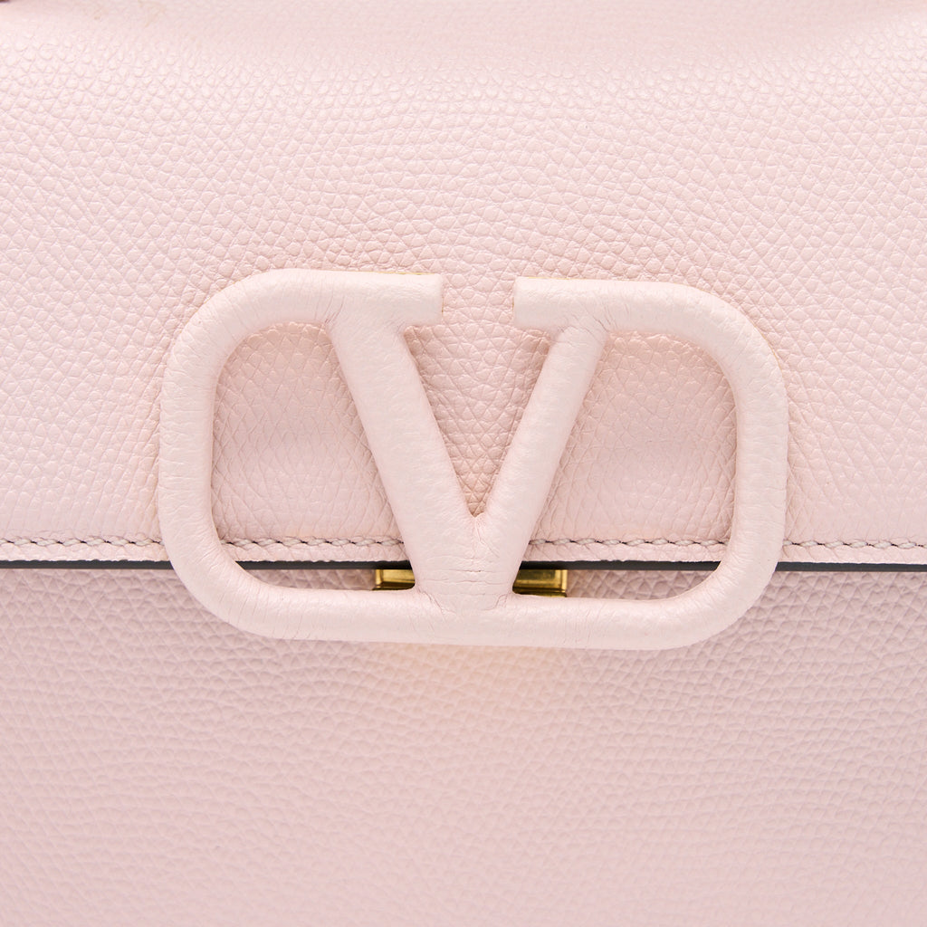 VALENTINO SMALL VSLING TOP HANDLE BAG GRAINY CALFSKIN PINK BRUSHED GHW