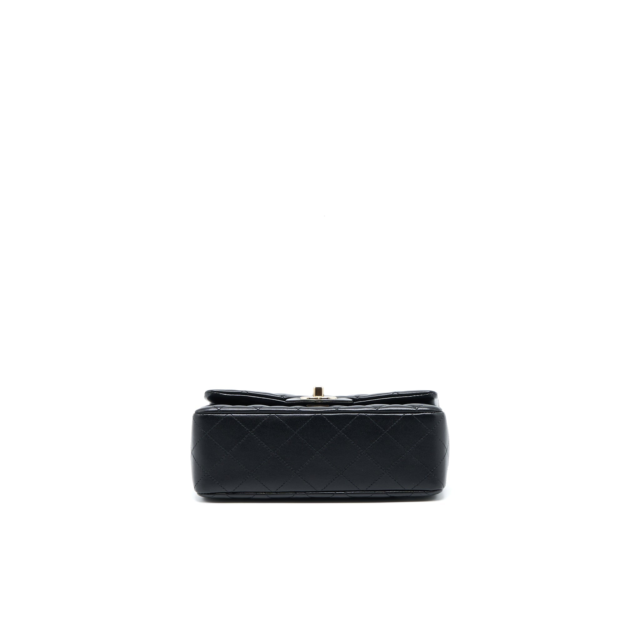 CHANEL MINI RECTANGULAR FLAP BAG LAMBSKIN BLACK LGHW (MICROCHIP)