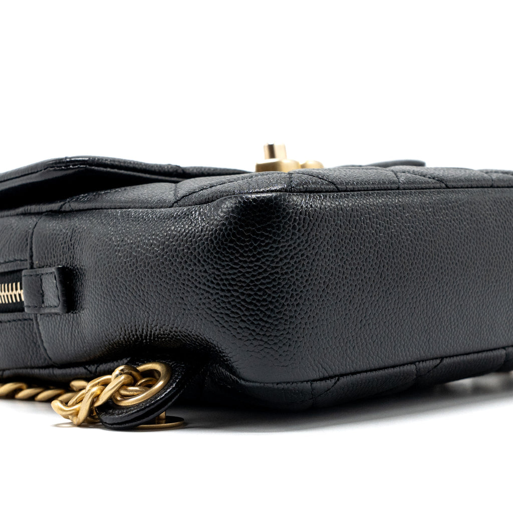 CHANEL QUILTED FLAP BACKPACK CAVIAR BLACK GHW (MICROCHIP)