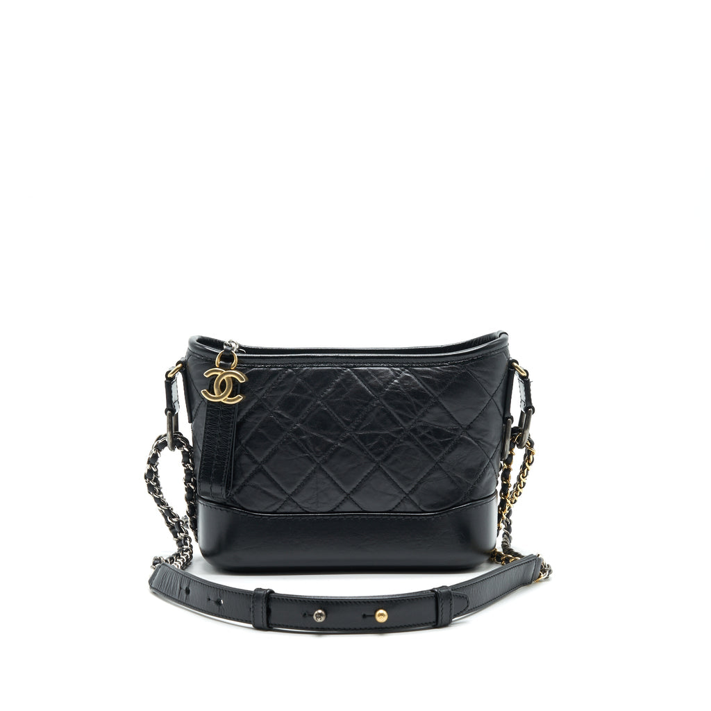 CHANEL SMALL GABRIELLE HOBO BAG BLACK SERIAL 26