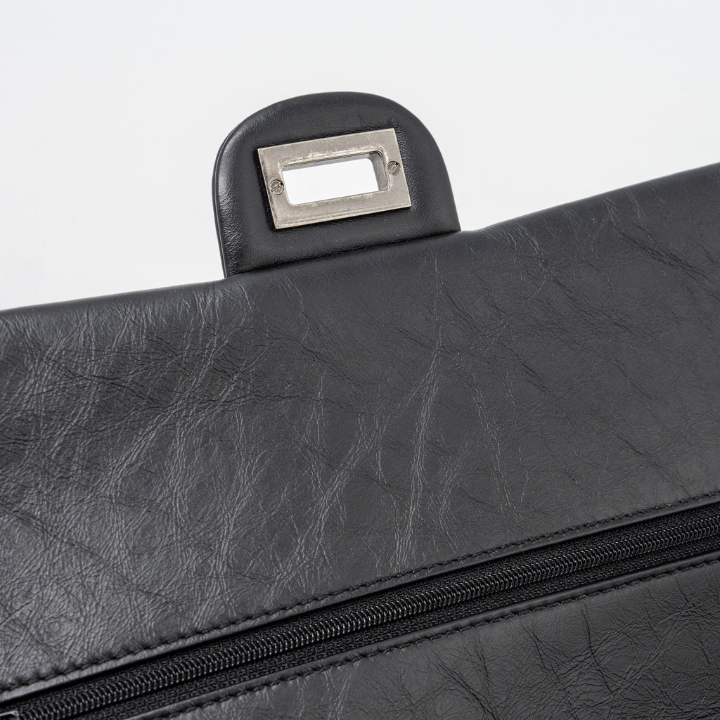 CHANEL 2.55 226 REISSUE FLAP BAG AGED CALFSKIN BLACK RUTHENIUM HARDWARE