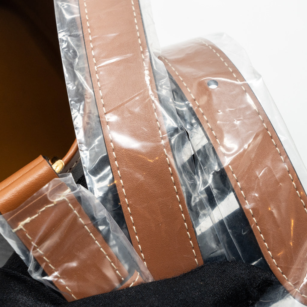 CELINE SMALL BUCKET IN TRIOMPHE CANVAS AND CALFSKIN TAN GHW