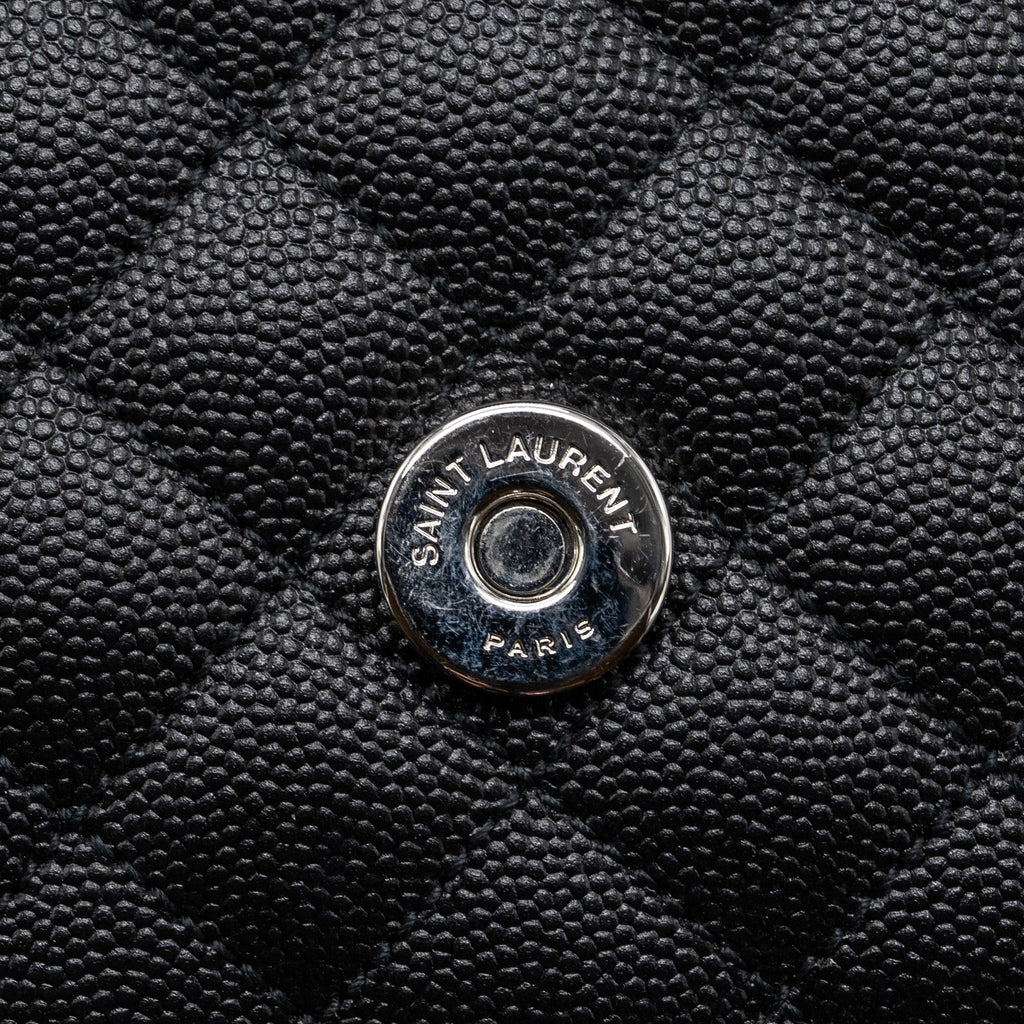 SAINT LAURENT/YSL ENVELOPE MEDIUM CHAIN BAG GRAINED CALFSKIN MIX MATELASSE BLACK SHW
