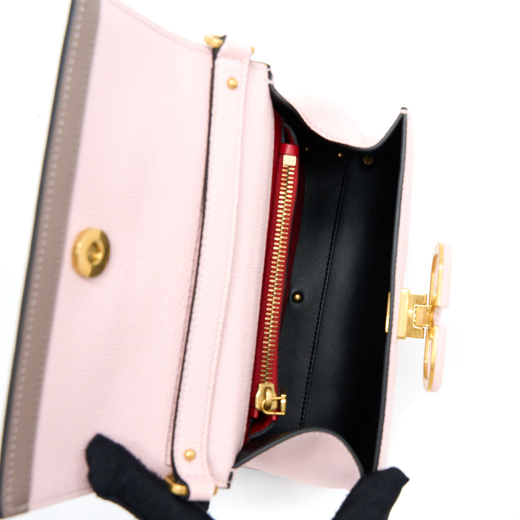 VALENTINO SMALL VSLING TOP HANDLE BAG GRAINY CALFSKIN PINK BRUSHED GHW