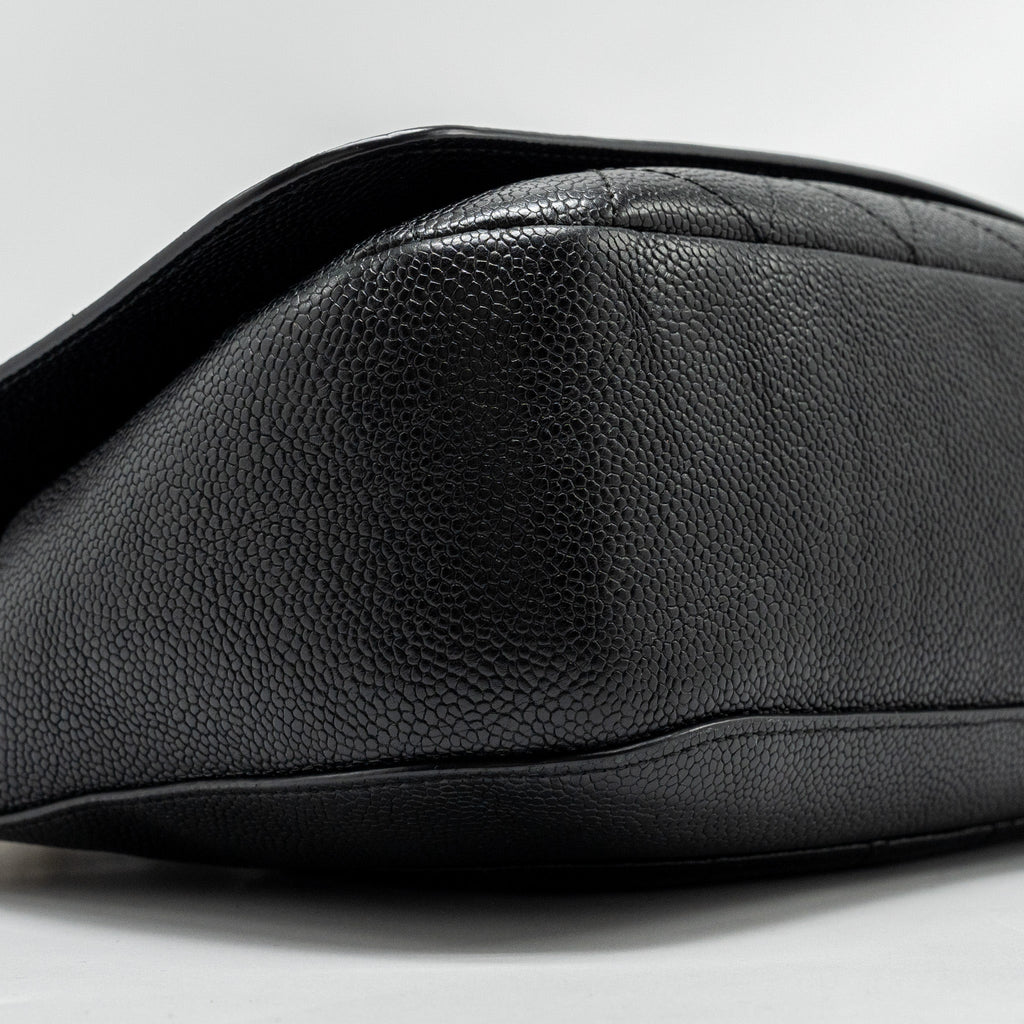 CHANEL LARGE TOP HANDLE FLAP BAG GRAINED CALFSKIN BLACK GHW