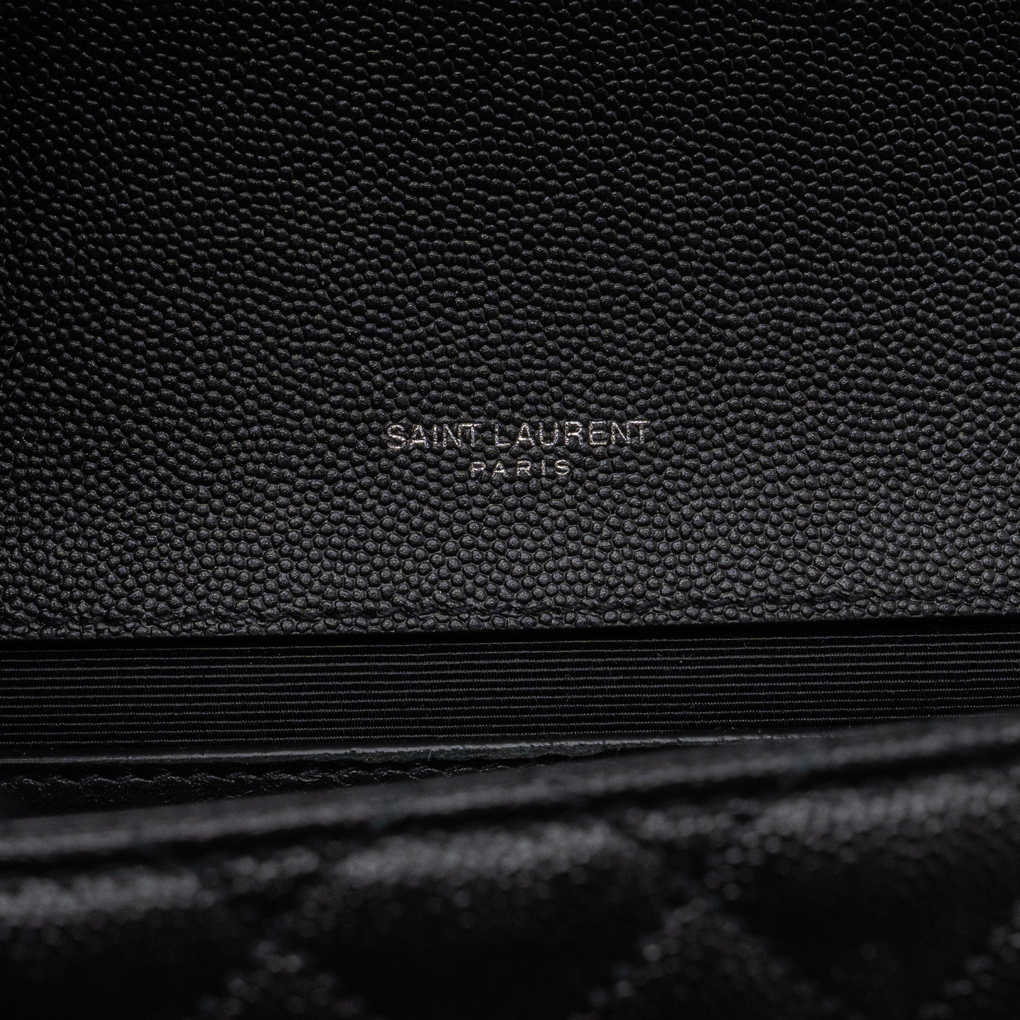 SAINT LAURENT/YSL ENVELOPE MEDIUM CHAIN BAG GRAINED CALFSKIN MIX MATELASSE BLACK SHW