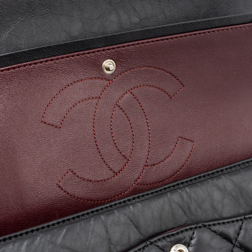 CHANEL 2.55 226 REISSUE FLAP BAG AGED CALFSKIN BLACK RUTHENIUM HARDWARE