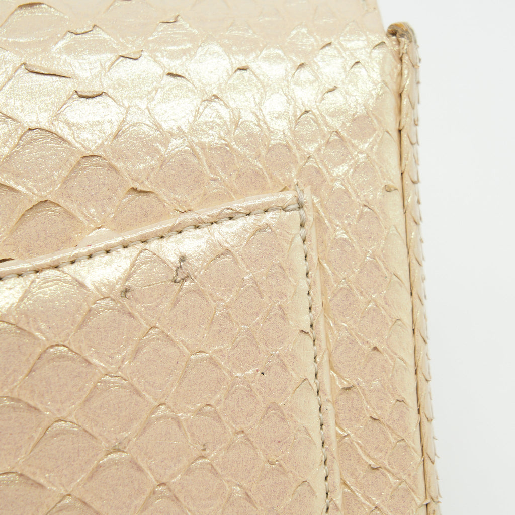 CHANEL MINI SQUARE FLAP BAG PYTHON IRIDESCENT LIGHT BEIGE SHW