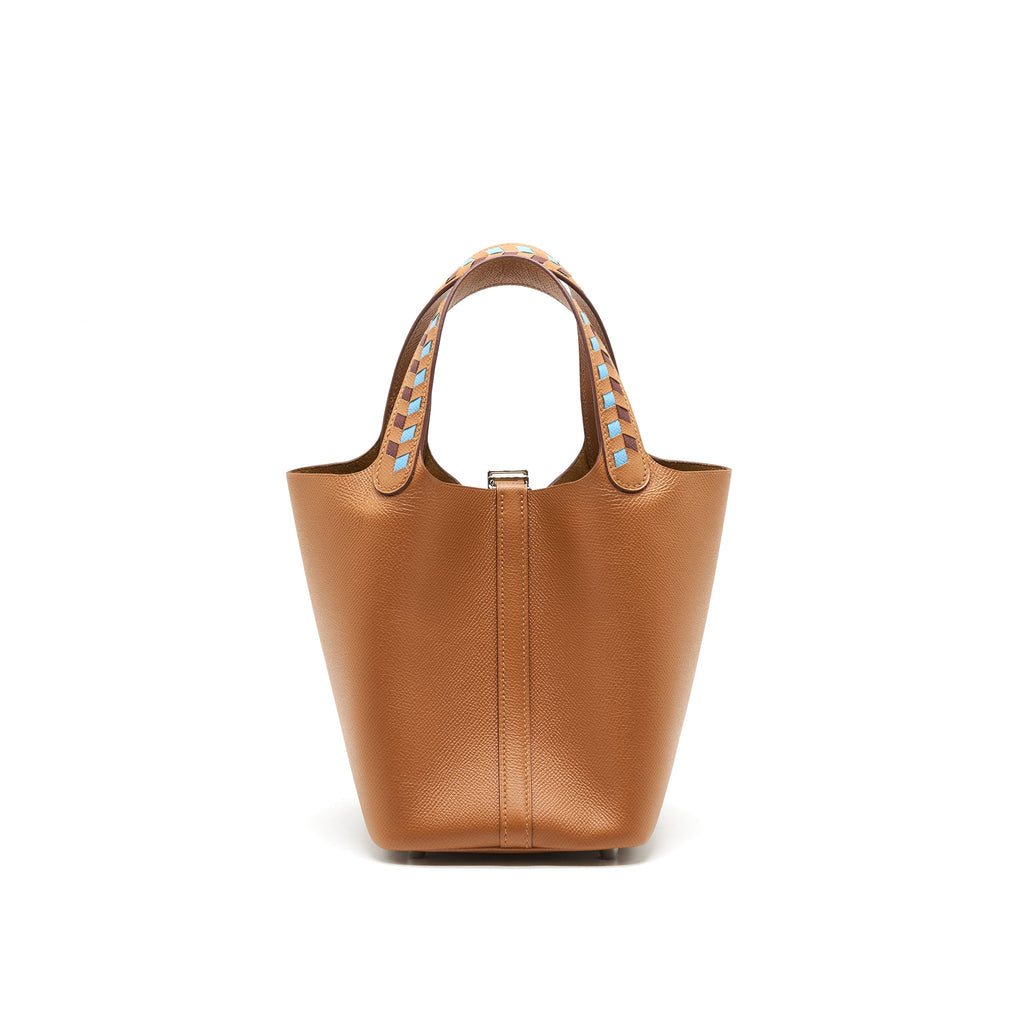 HERMES PICOTIN18 LOCK BAG GOLD / BLEU DE NORD/ ROUGE H EPSOM SHW