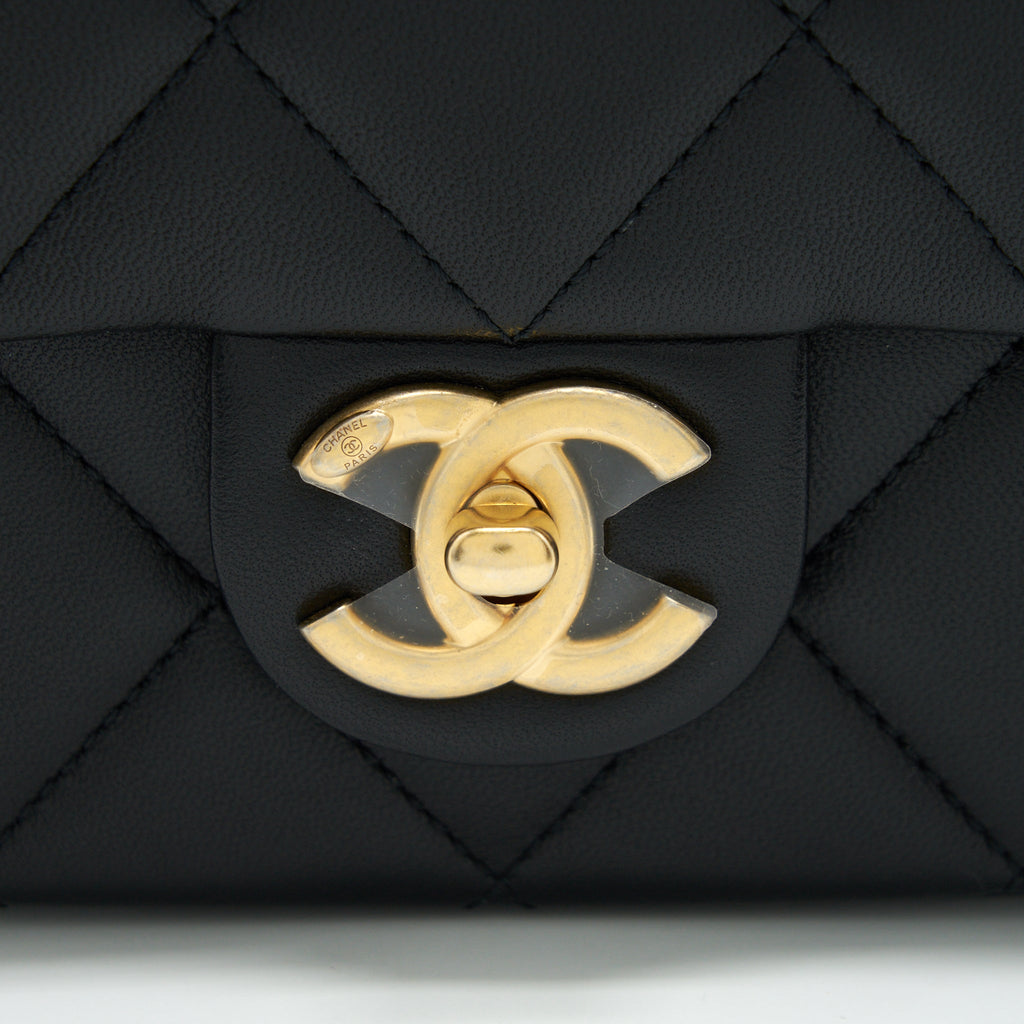 CHANEL MY PERFECT MINI FLAP BAG LAMBSKIN BLACK GHW (MICROCHIP)