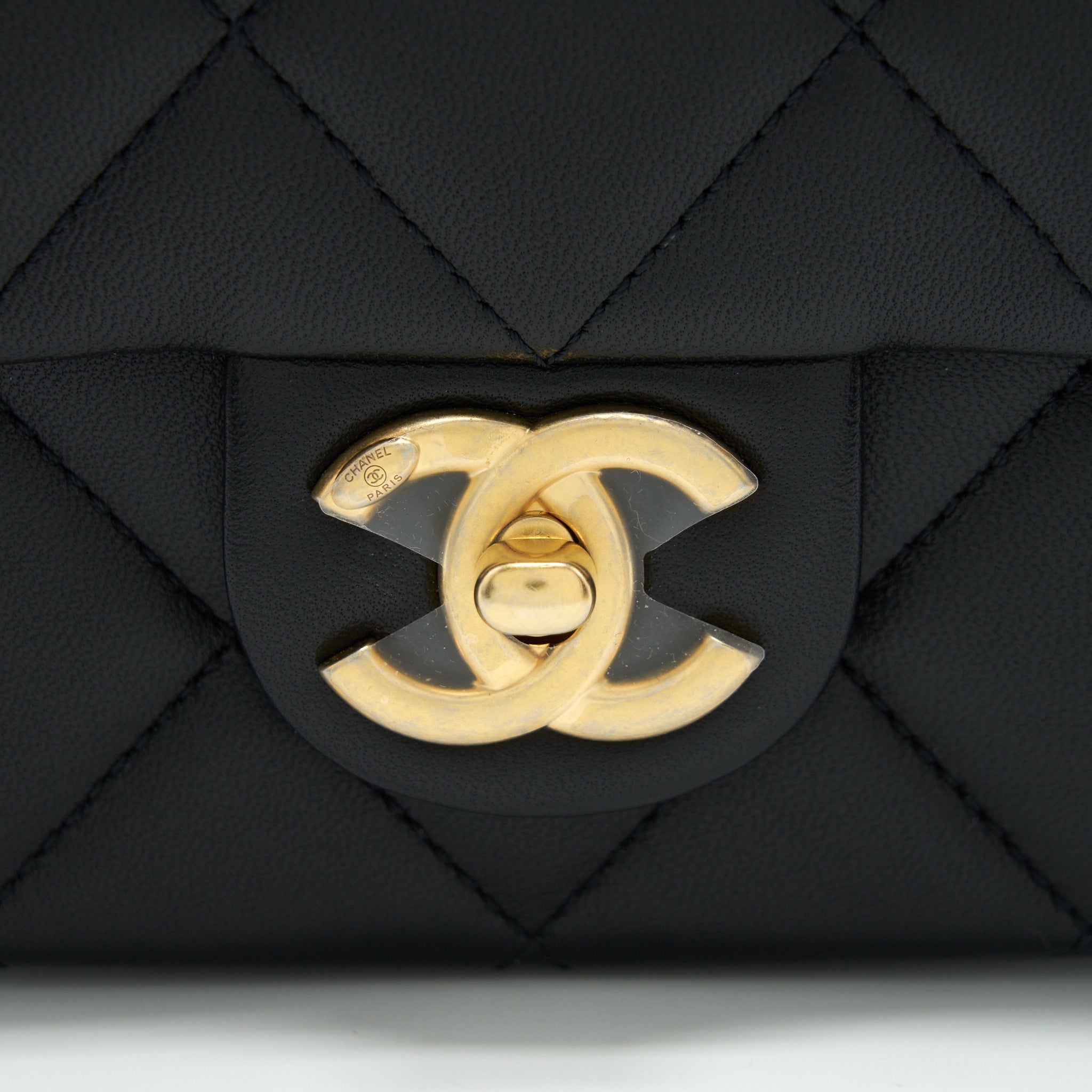 CHANEL MY PERFECT MINI FLAP BAG LAMBSKIN BLACK GHW (MICROCHIP)