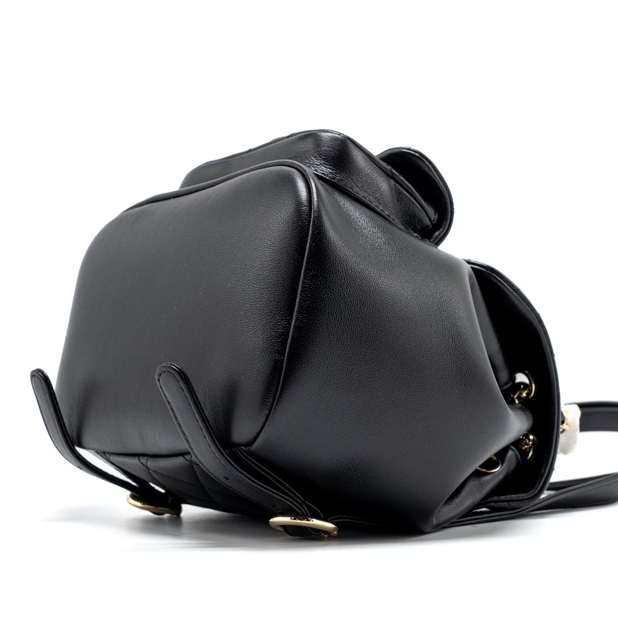 CHANEL 24P MINI DUMA BACKPACK CALFSKIN BLACK LGHW (MICROCHIP)