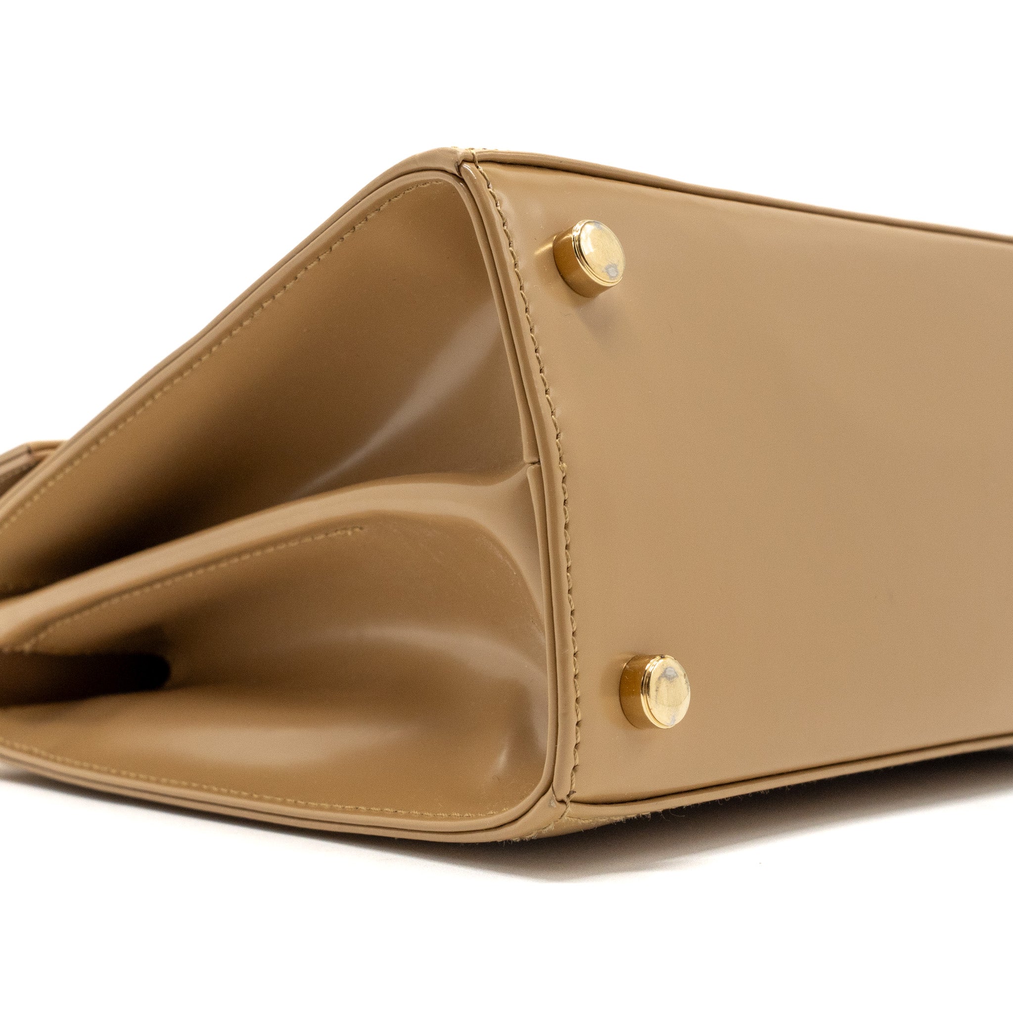 SALVATORE FERRAGAMO ICONIC TOP HANDLE CALFSKIN BEIGE GHW