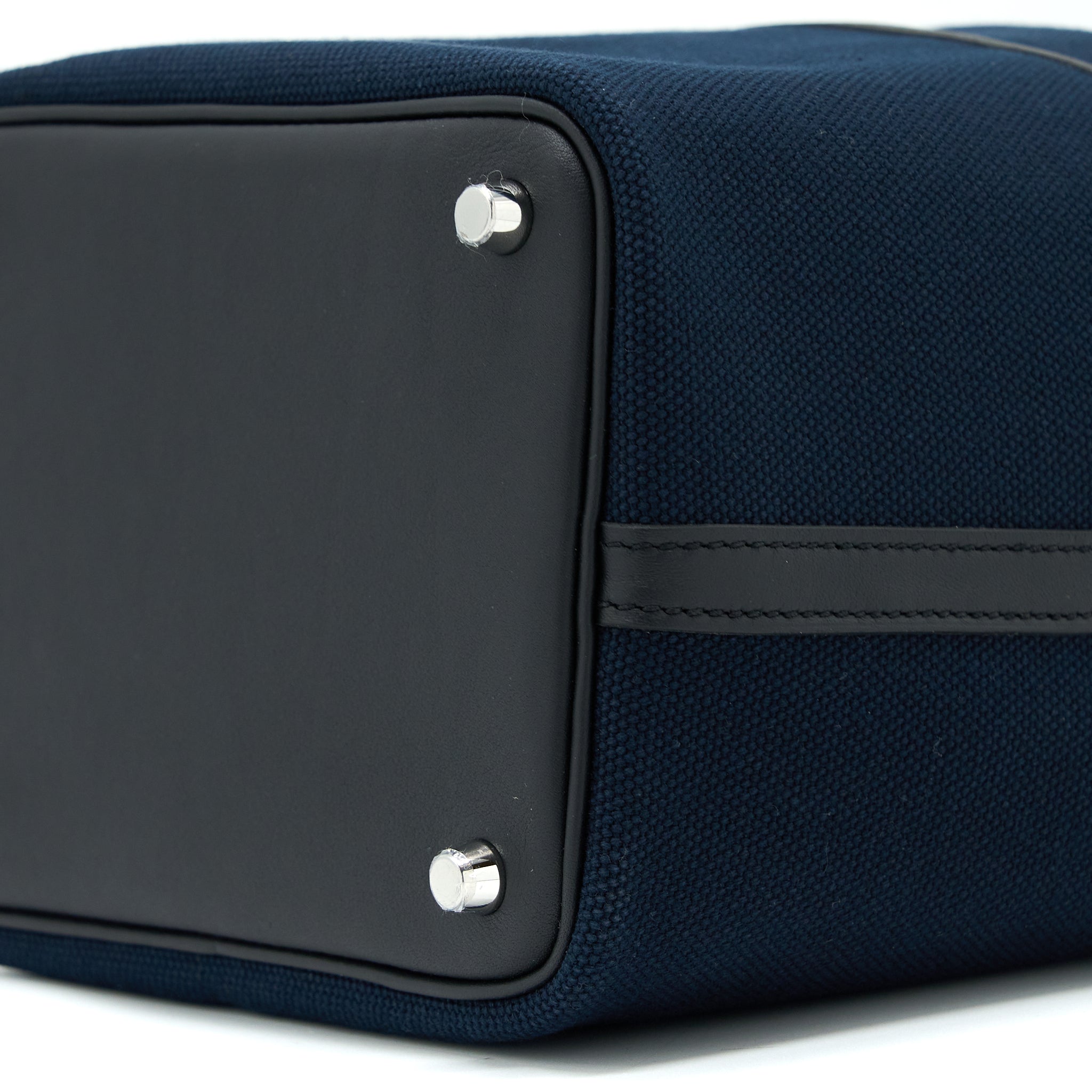 HERMES PICOTIN CARGO 18 LOCK BAG SWIFT/TOILE BLUE MARINE/NOIR SHW