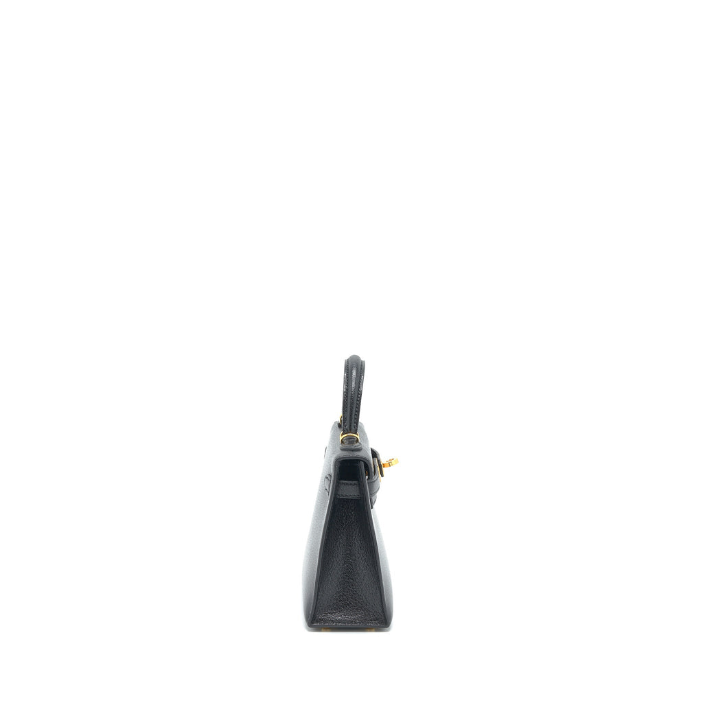 HERMES MINI KELLY 20CM CHÈVRE CHAMKILA BLACK GHW