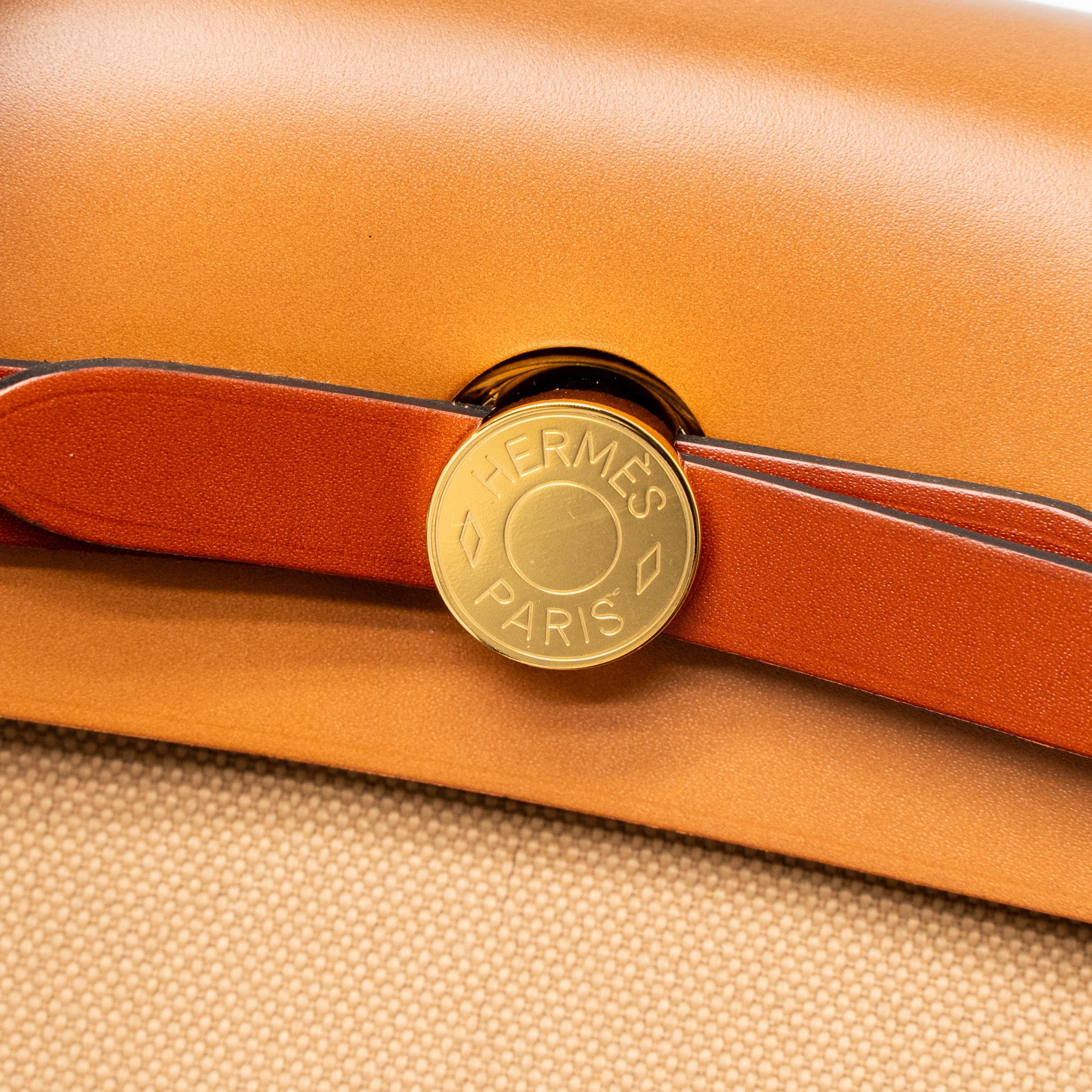 HERMES HERBAG 31 ZIP BAG CANVAS/VACHE HUNTER CHAI/ NATURAL SABLE/ FAUVE/ CUIVRE GHW