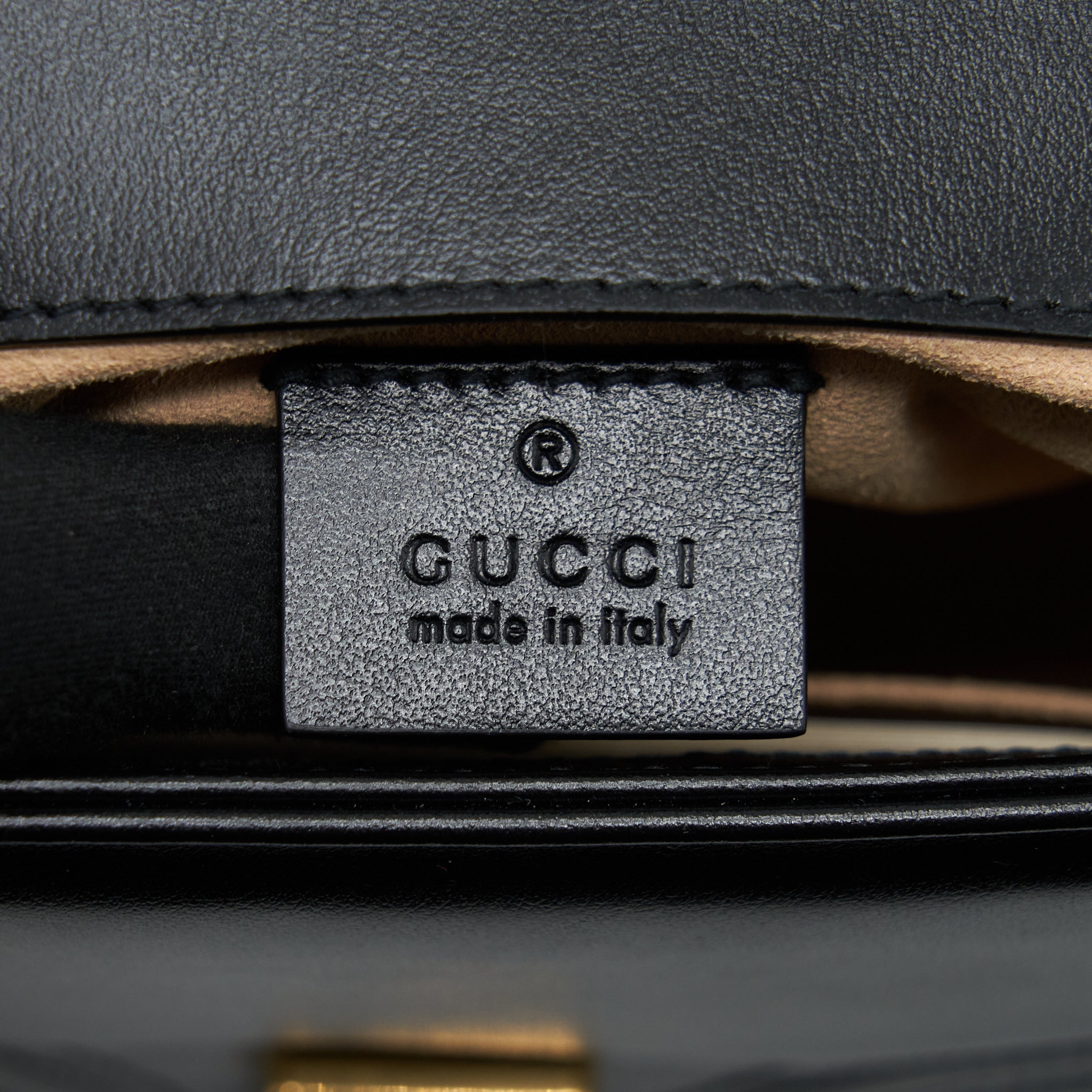 GUCCI GG MARMONT MINI TOP HANDLE BAG CALFSKIN BLACK GHW