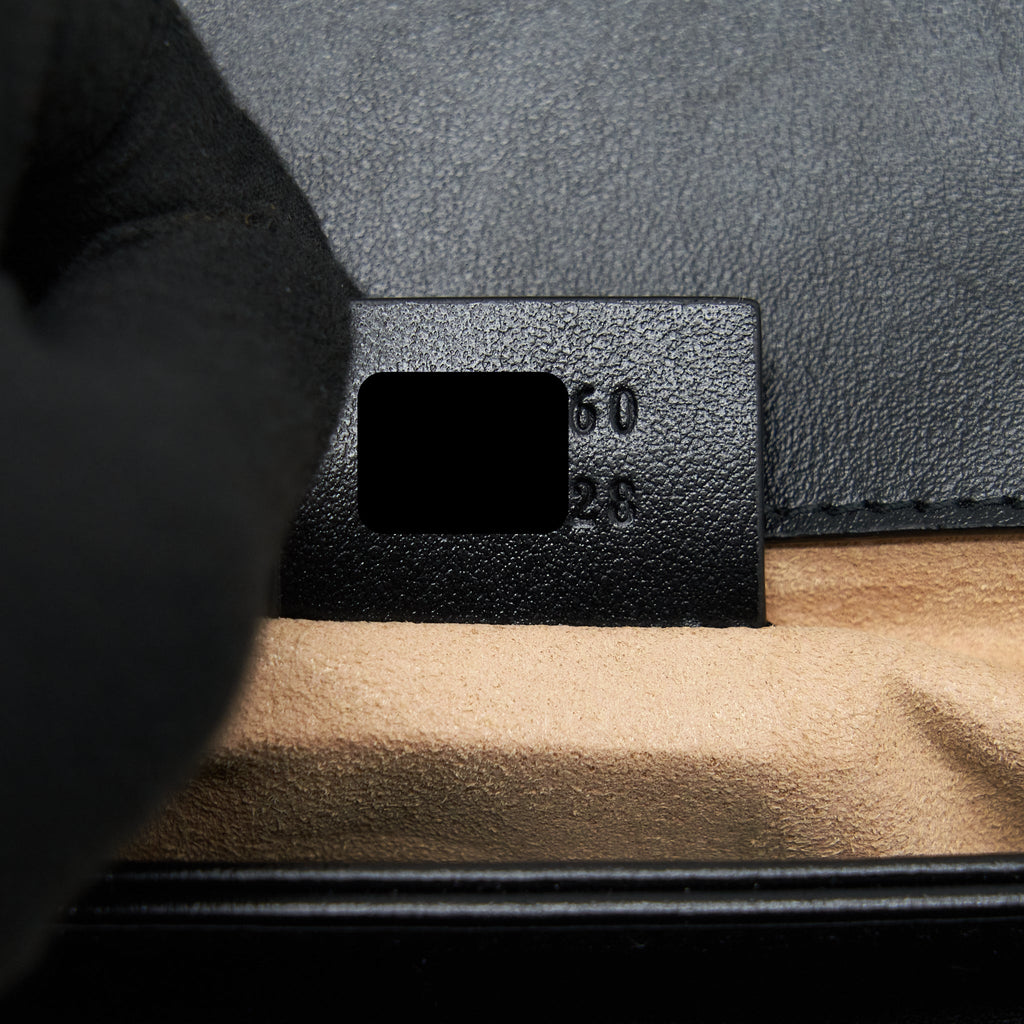 GUCCI GG MARMONT MINI TOP HANDLE BAG CALFSKIN BLACK GHW