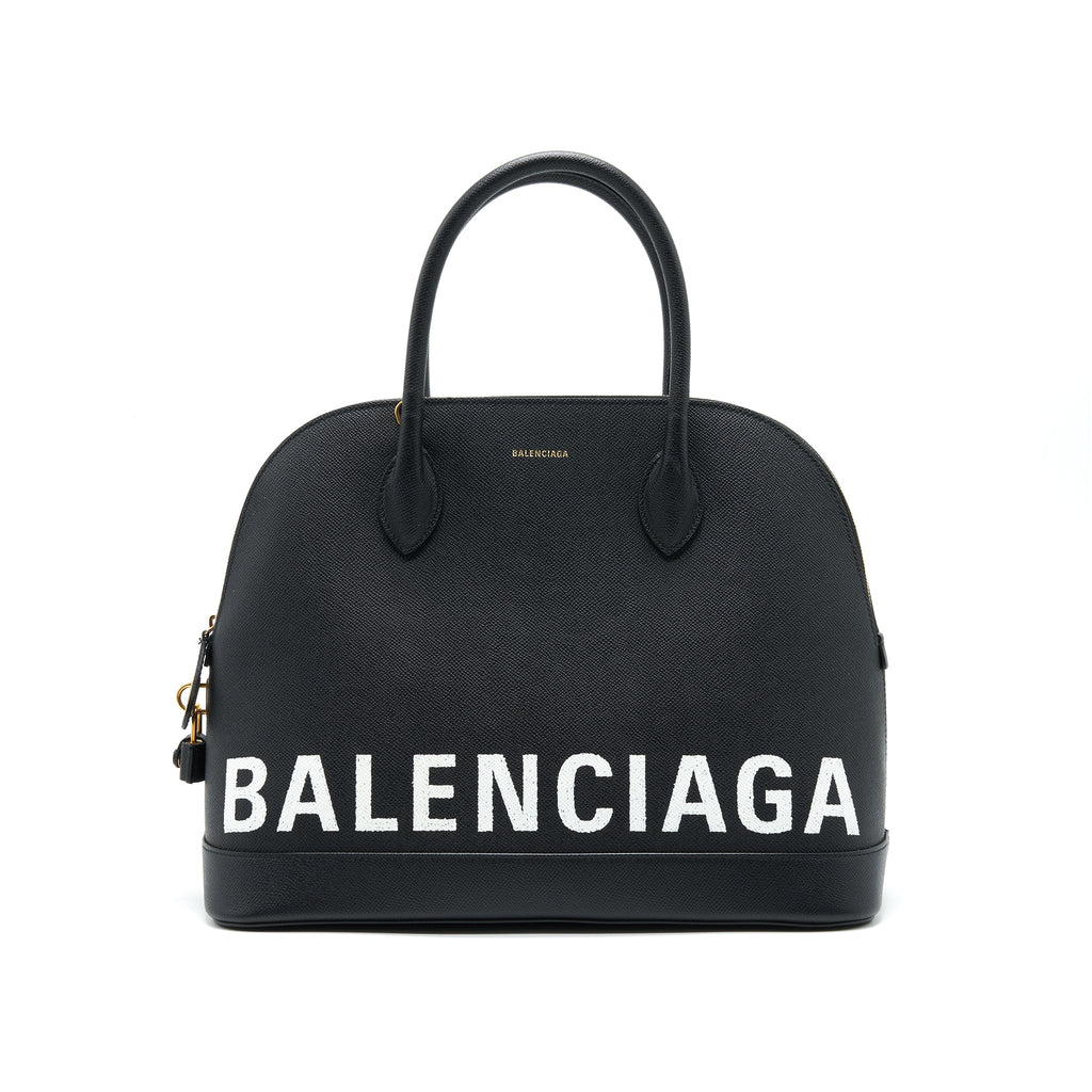 BALENCIAGA LARGE VILLA TOP HANDLE TOTE BAG BLACK