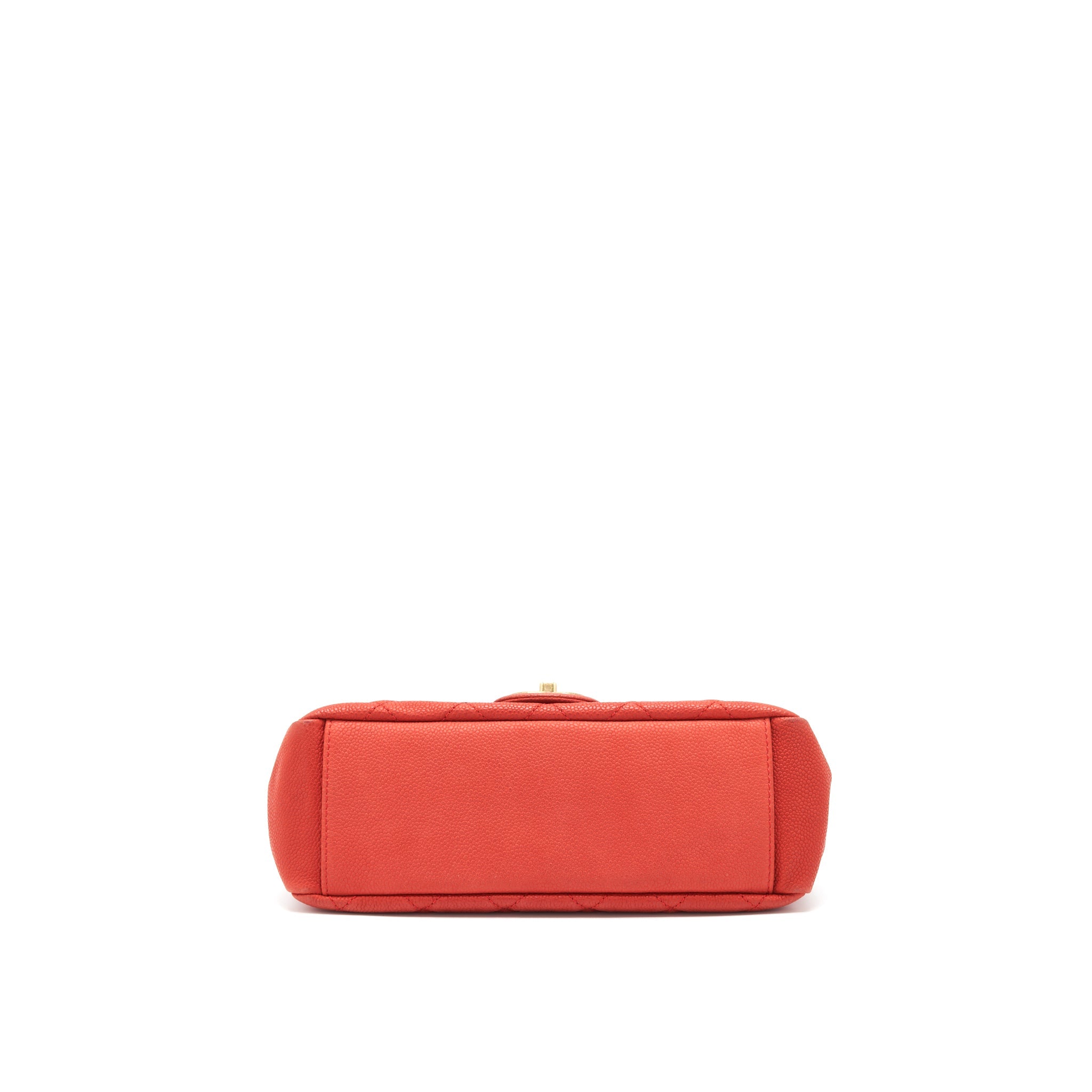 CHANEL TOP HANDLE RECTANGULAR FLAP BAG GRAINED CALFSKIN RED GHW