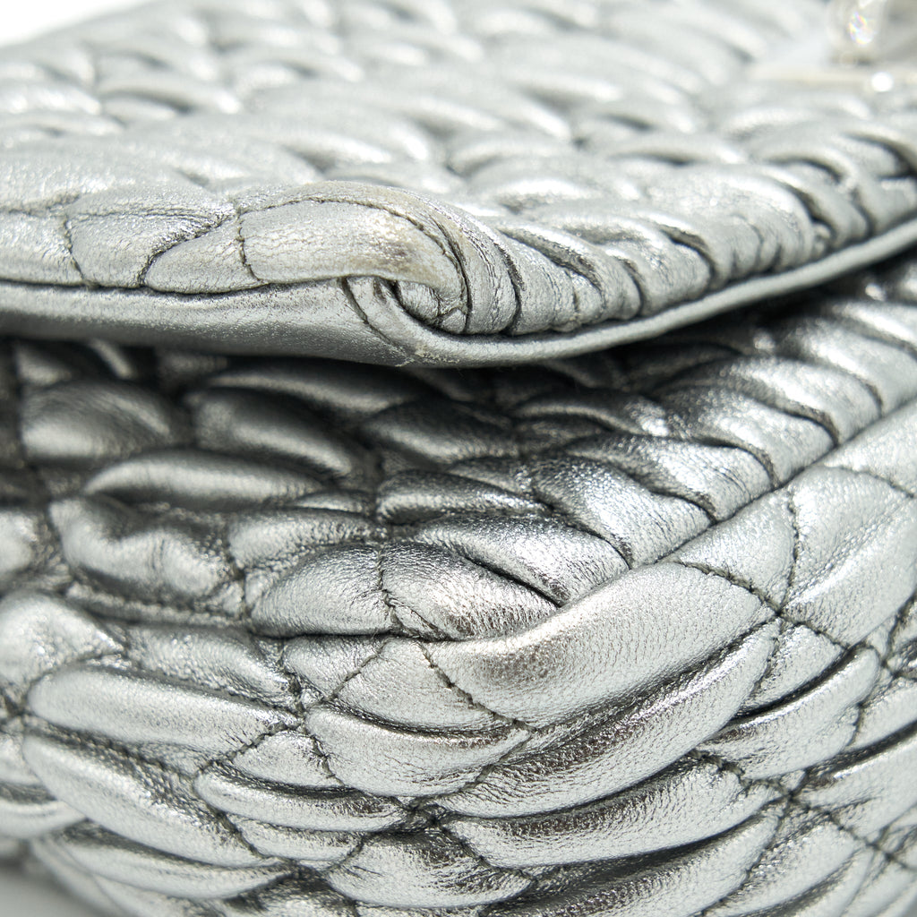 MIU MIU ICONIC CRYSTAL CLOQUE NAPPA SILVER SHW