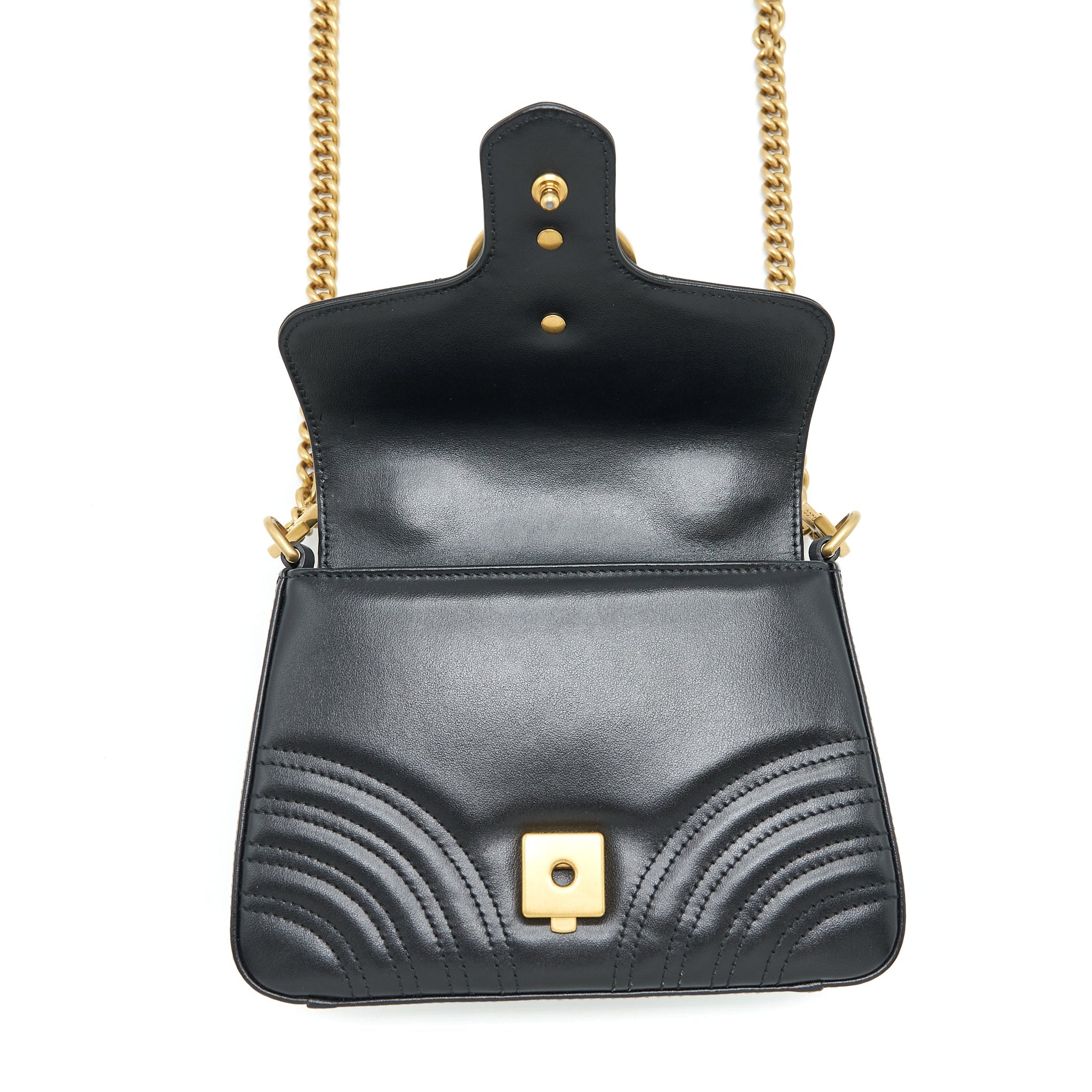 GUCCI GG MARMONT MINI TOP HANDLE BAG CALFSKIN BLACK GHW