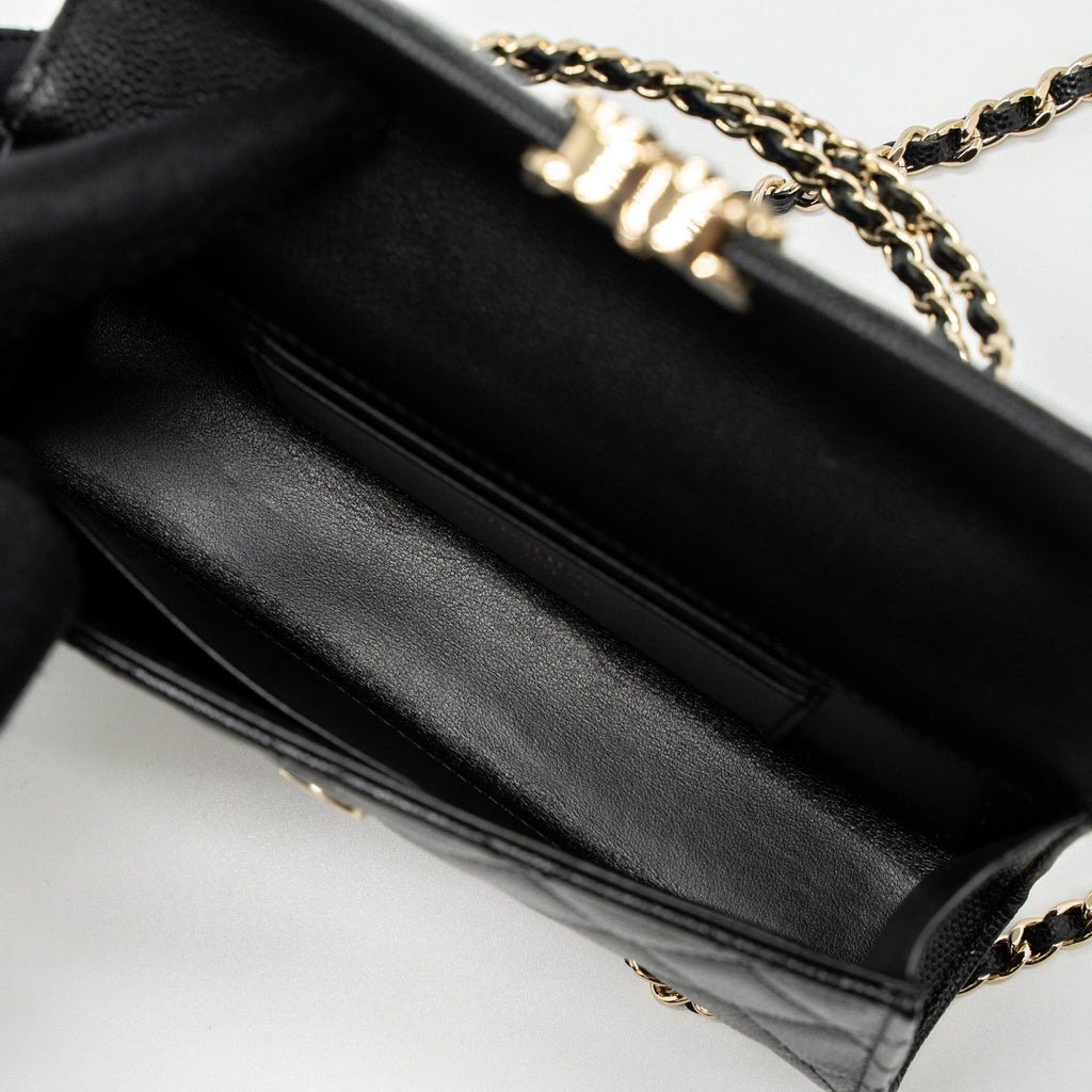CHANEL 23P TOP HANDLE MINI FLAP BAG CAVIAR BLACK LGHW (MCROCHIP)
