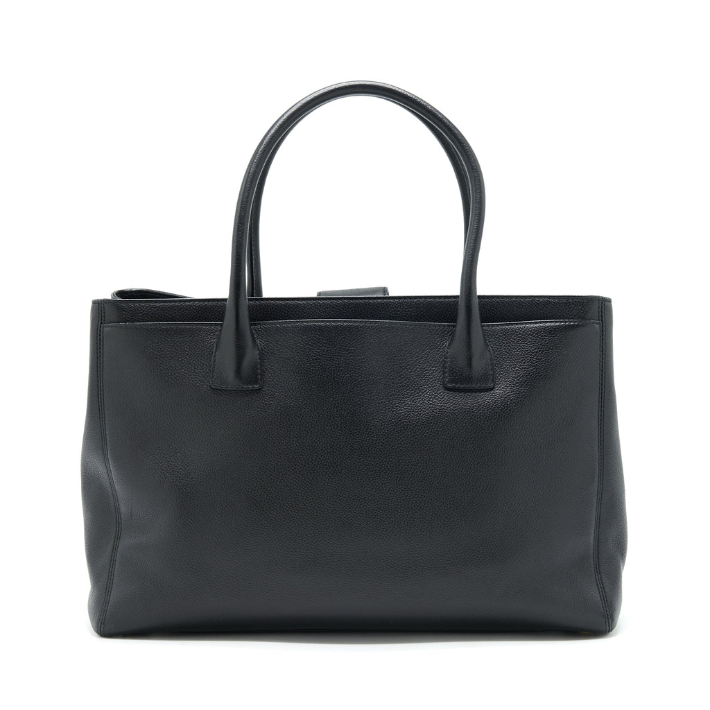CHANEL CERF TOTE BAG GRAINED CALFSKIN BLACK GHW