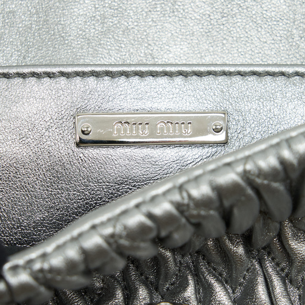 MIU MIU ICONIC CRYSTAL CLOQUE NAPPA SILVER SHW
