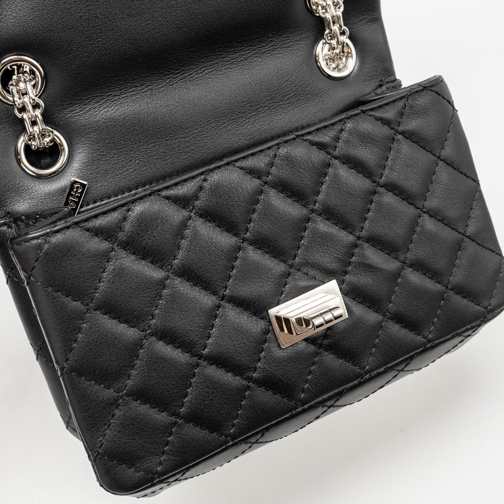 CHANEL MINI 2.55 REISSUE AGED CALFSKIN BLACK SHW (MICROCHIP)