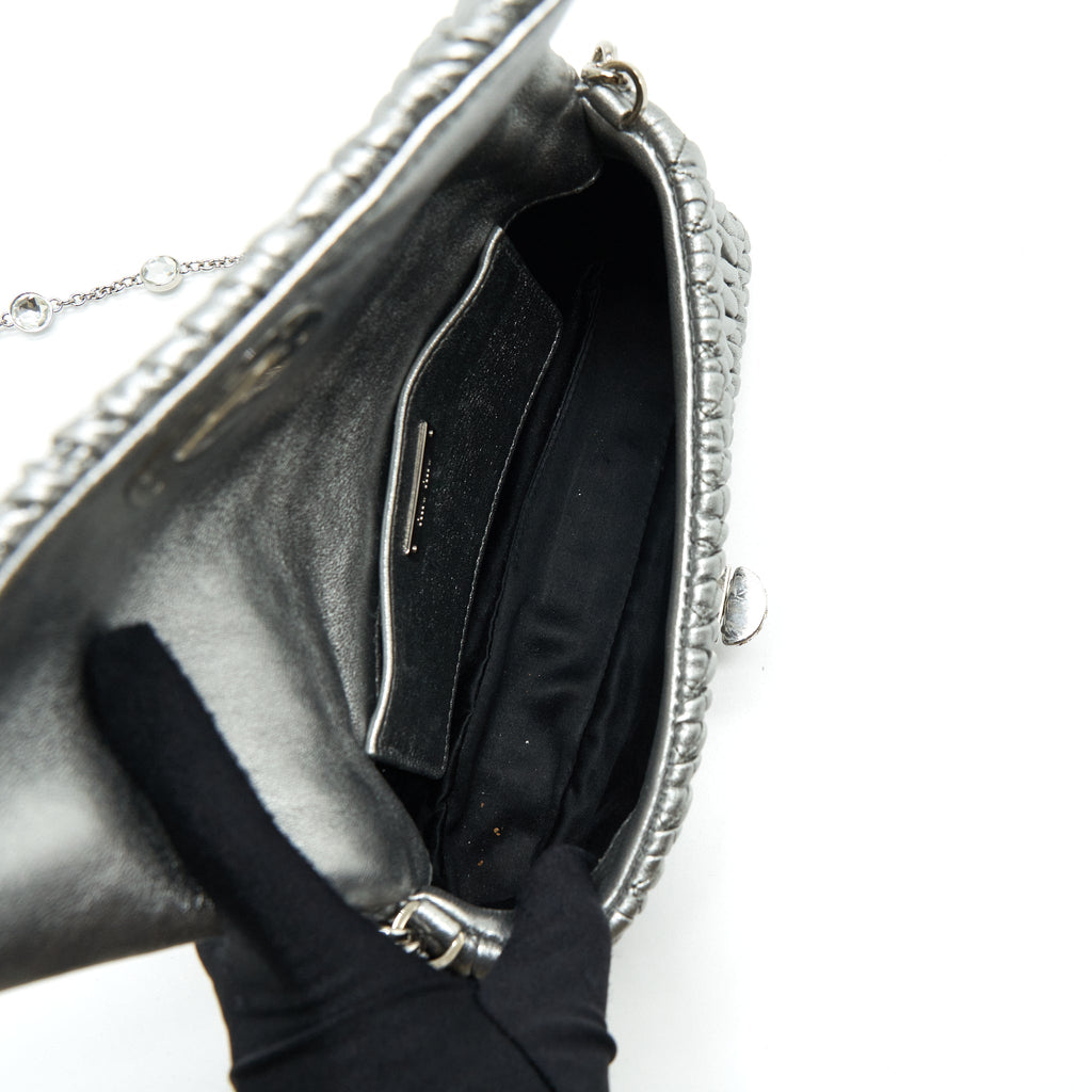 MIU MIU ICONIC CRYSTAL CLOQUE NAPPA SILVER SHW