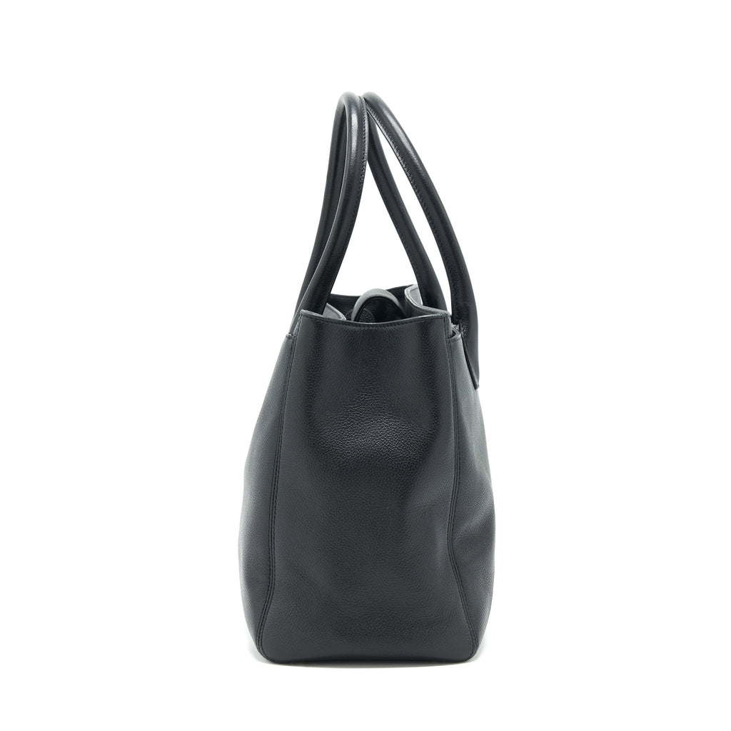 CHANEL CERF TOTE BAG GRAINED CALFSKIN BLACK GHW